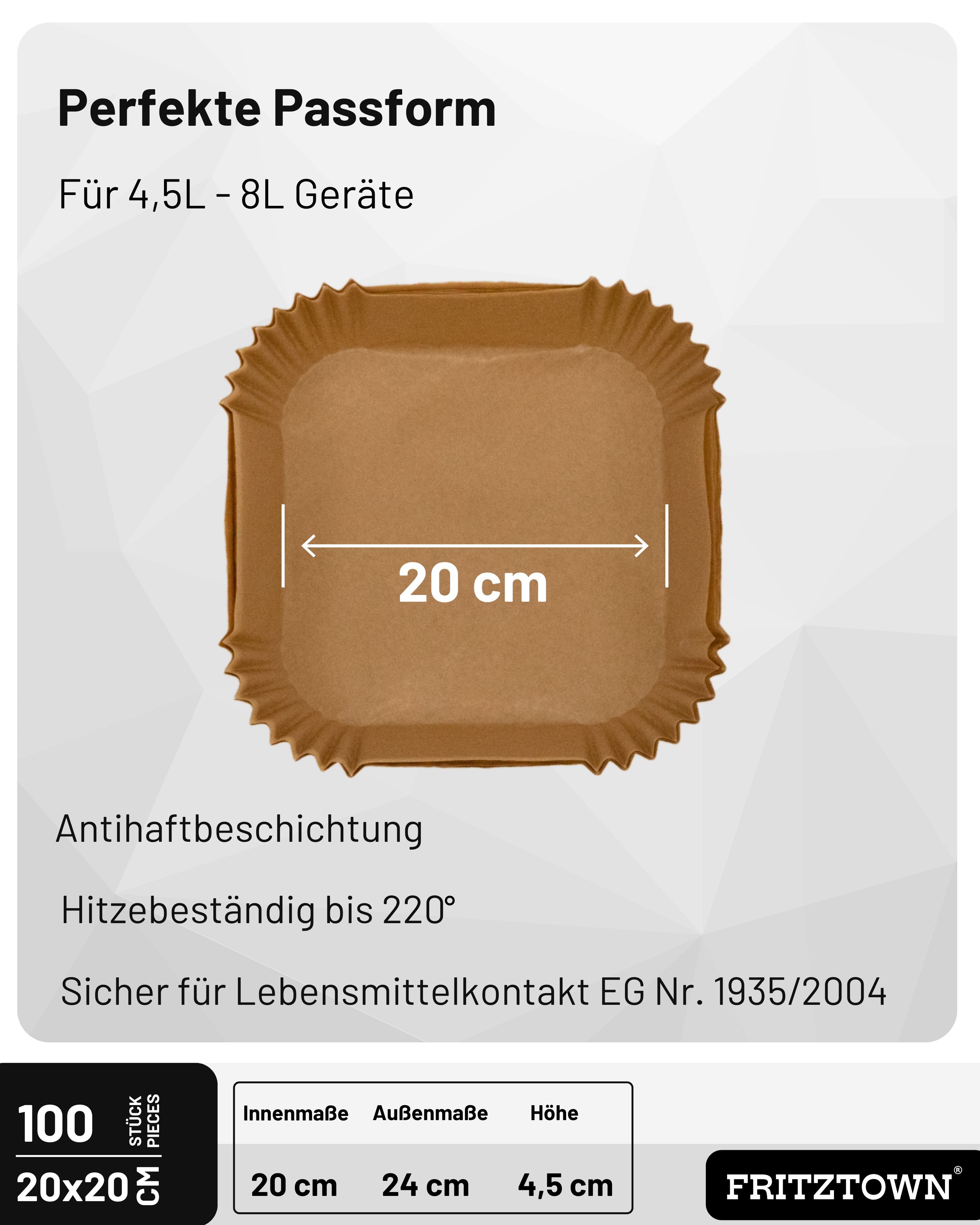 FRITZTOWN Backpapier Air fryer Backpapier, Backpapier für die Heißluftfritteuse, Air fryer Heißluftfritteuse Backpapier Einwegschalen