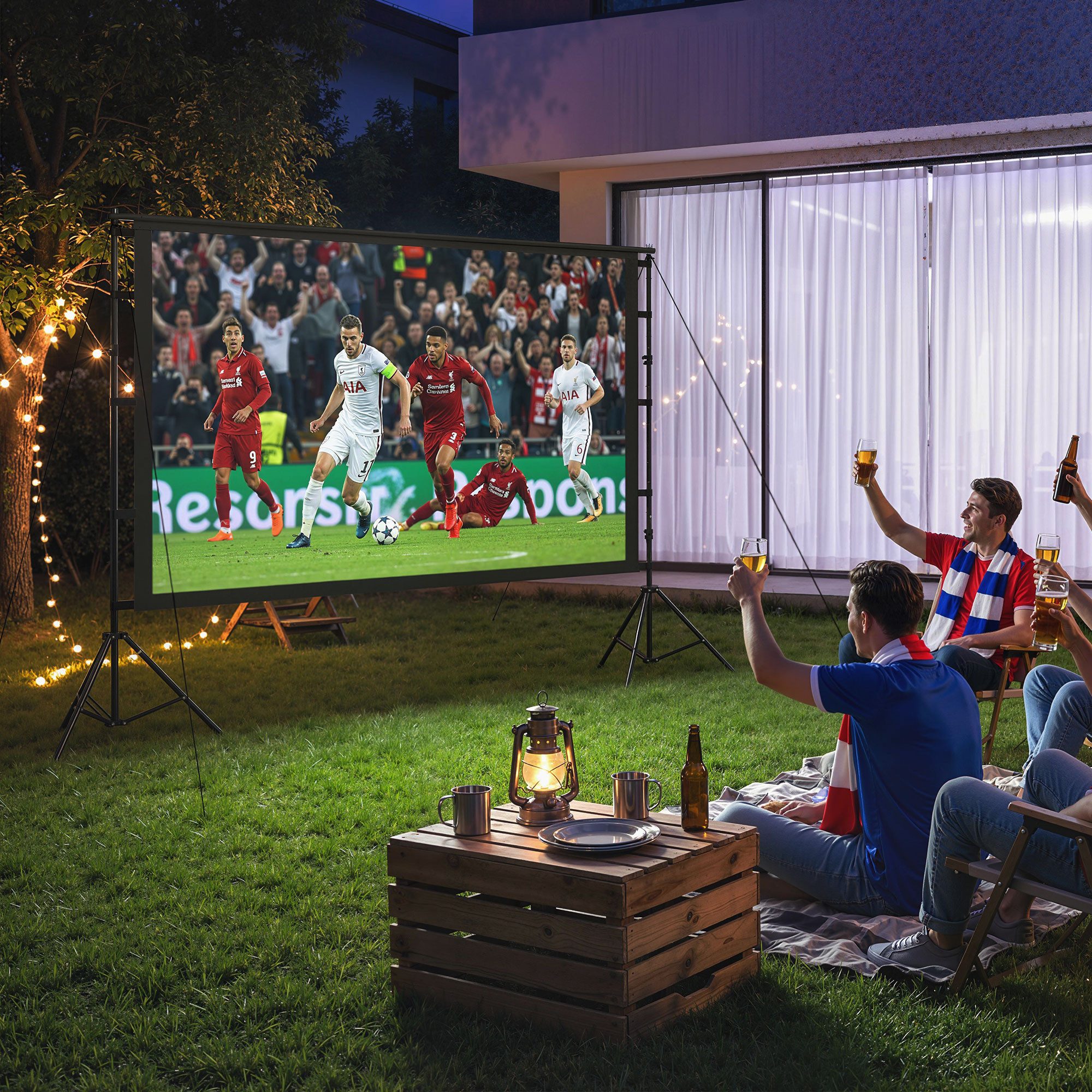 HOMCOM Leinwand Projektionsleinwand Heimkino, 4K,8K-fähig, 160° Betrachtungswinkel, Dual-Stativ, faltbar, waschbar