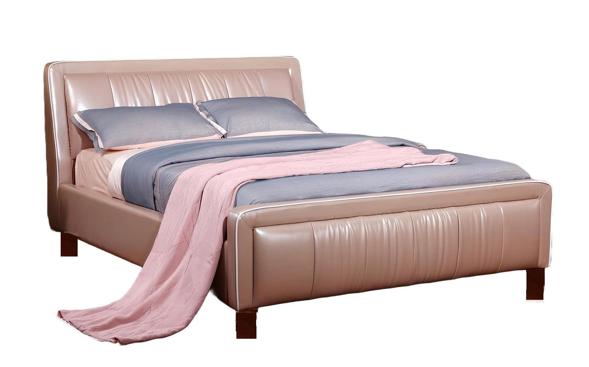 Xlmoebel Lederbett Elegantes Designer Doppelbett mit Lederbezug und luxuriösem Polster (Doppelbett, Designer Bett 2111), Hergestellt in Europa