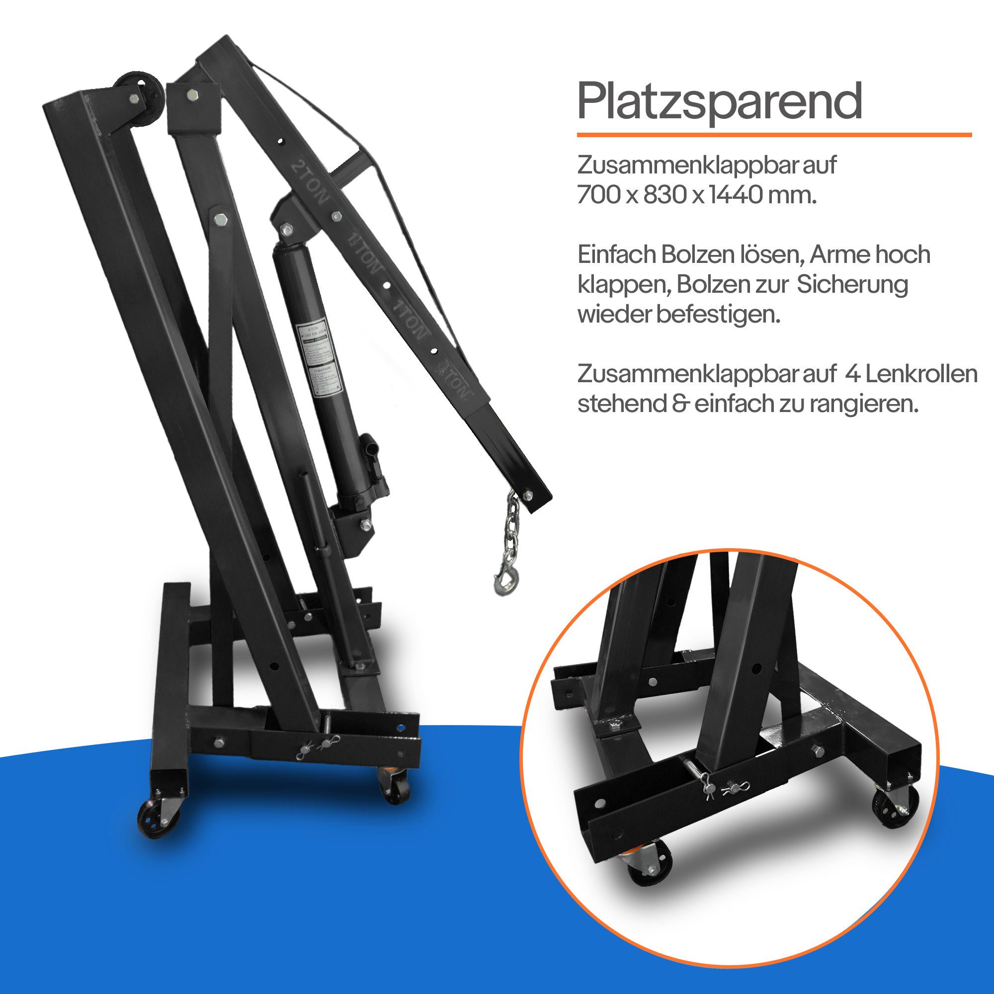 Bituxx Werkstattkran Bituxx Werkstatt Hebekran 2000kg Schwarz, MS-20144 – Bild 5 von 5