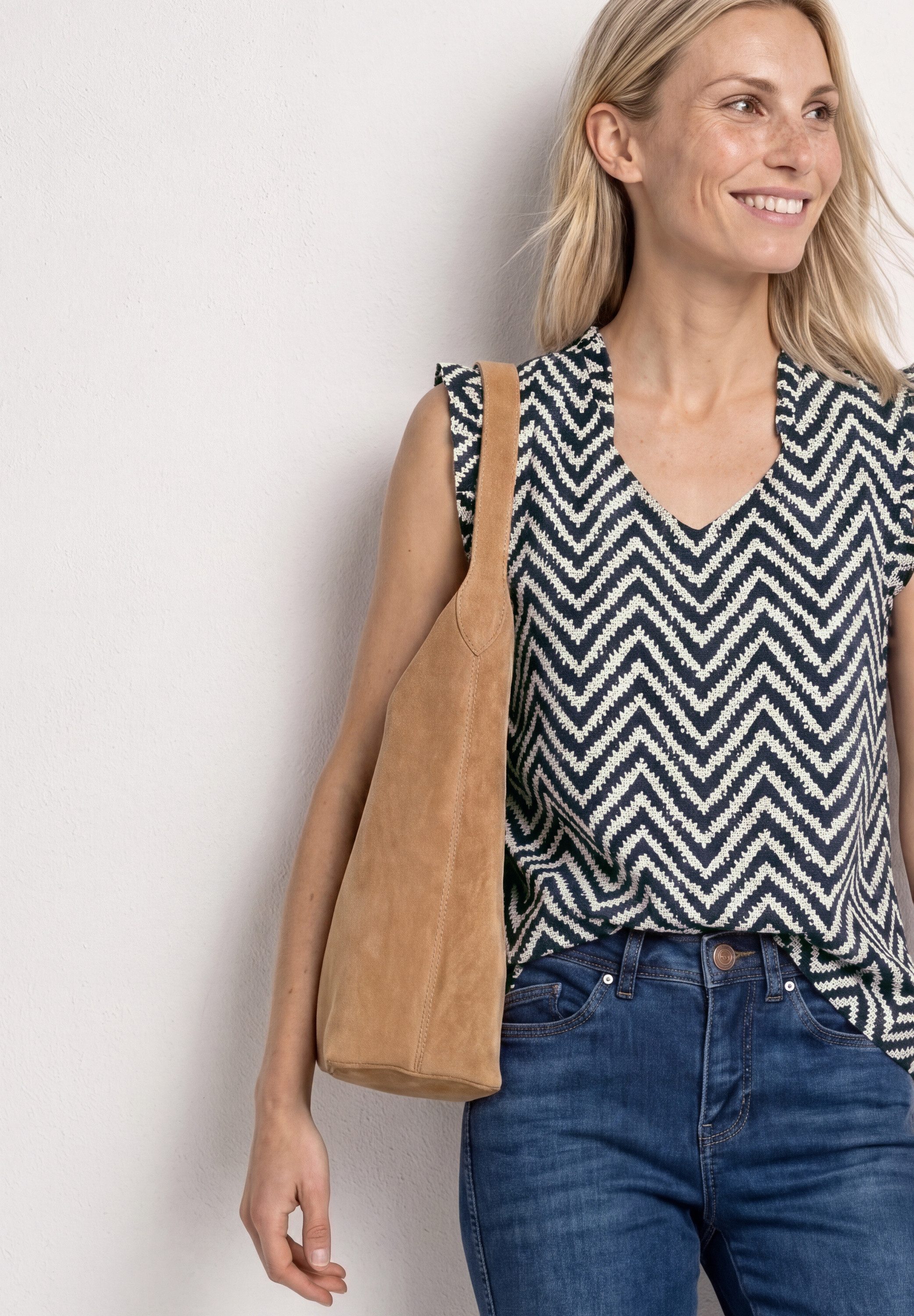 STREET ONE Blusentop Sommerbluse mit Zick-Zack-Muster