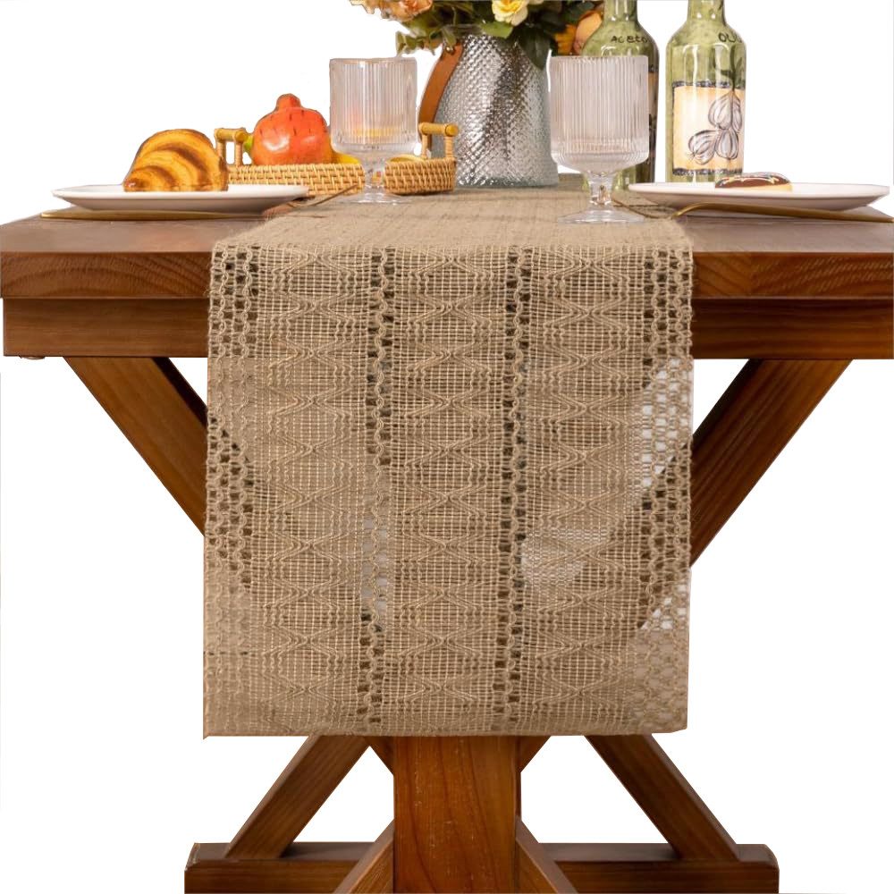 Kaket Tischläufer Makramee Tischläufer Boho Baumwollflachs Tischläufer mit günstig online kaufen