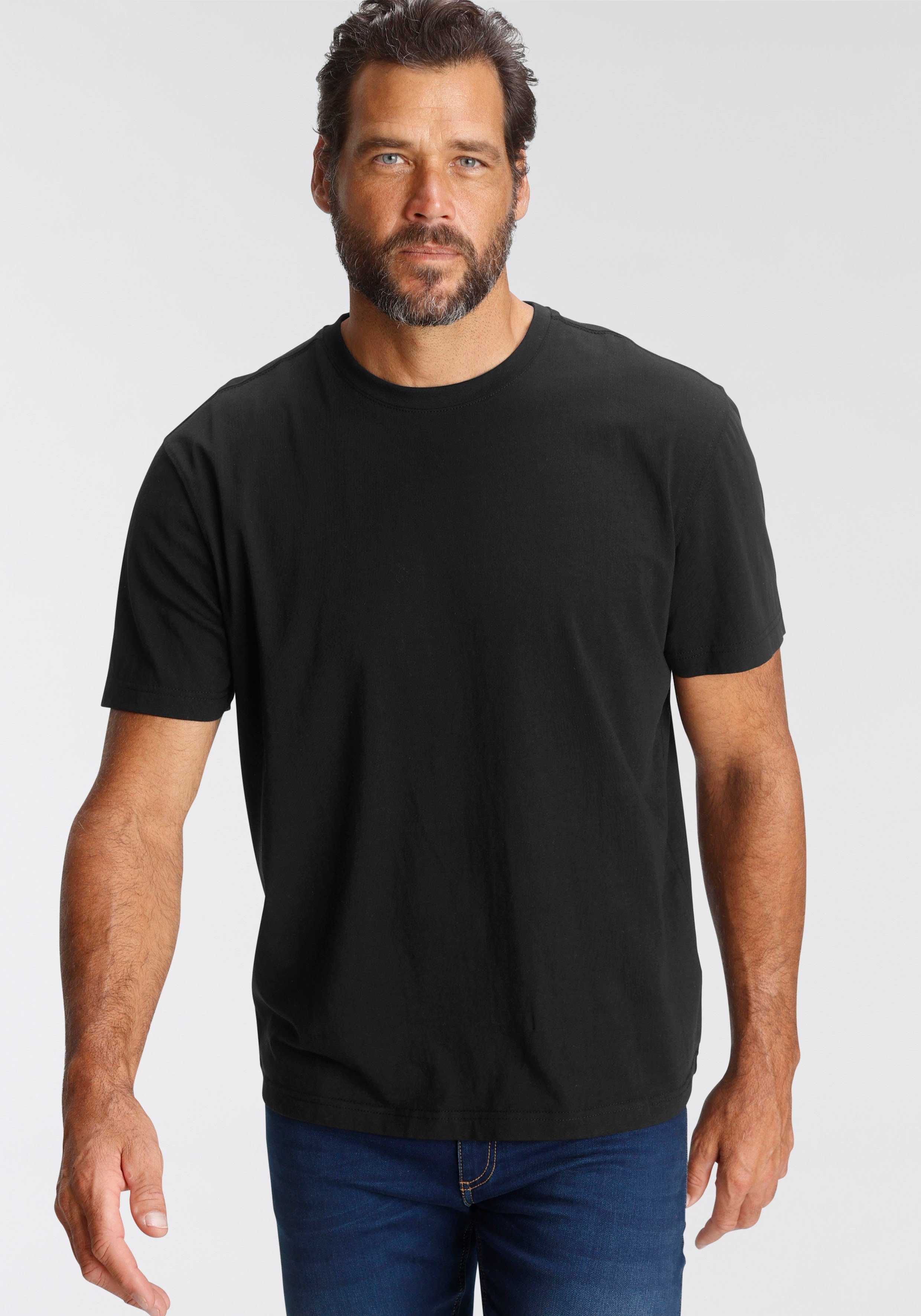 Man's World Rundhalsshirt (5er-Pack) Kurzarm, Regular Fit, unifarben, Rundhals, aus Baumwolle – Bild 3 von 5