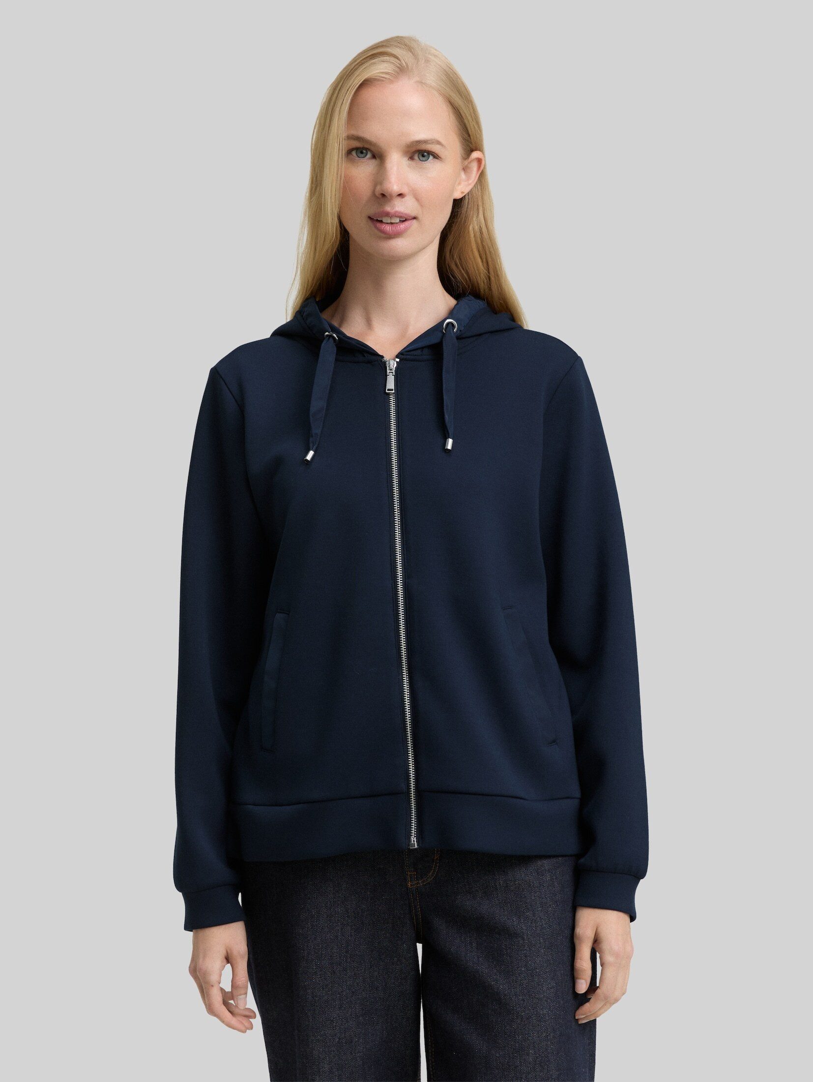 TOM TAILOR Sweatjacke Strick & Sweatshirts Hoodie Sweatjacke aus Scuba