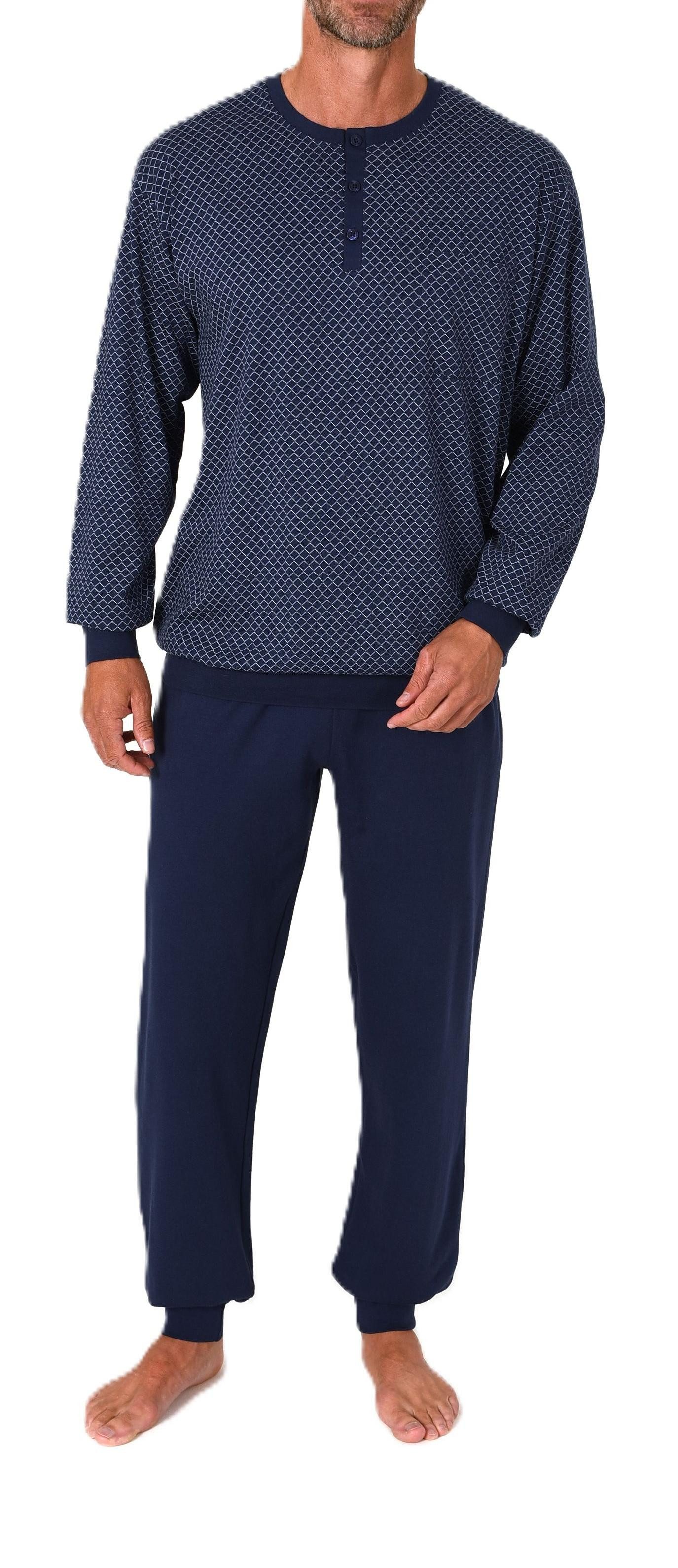 Pyjama Normann Herren Langarm Schlafanzug mit Bündchen – auch in Übergröße