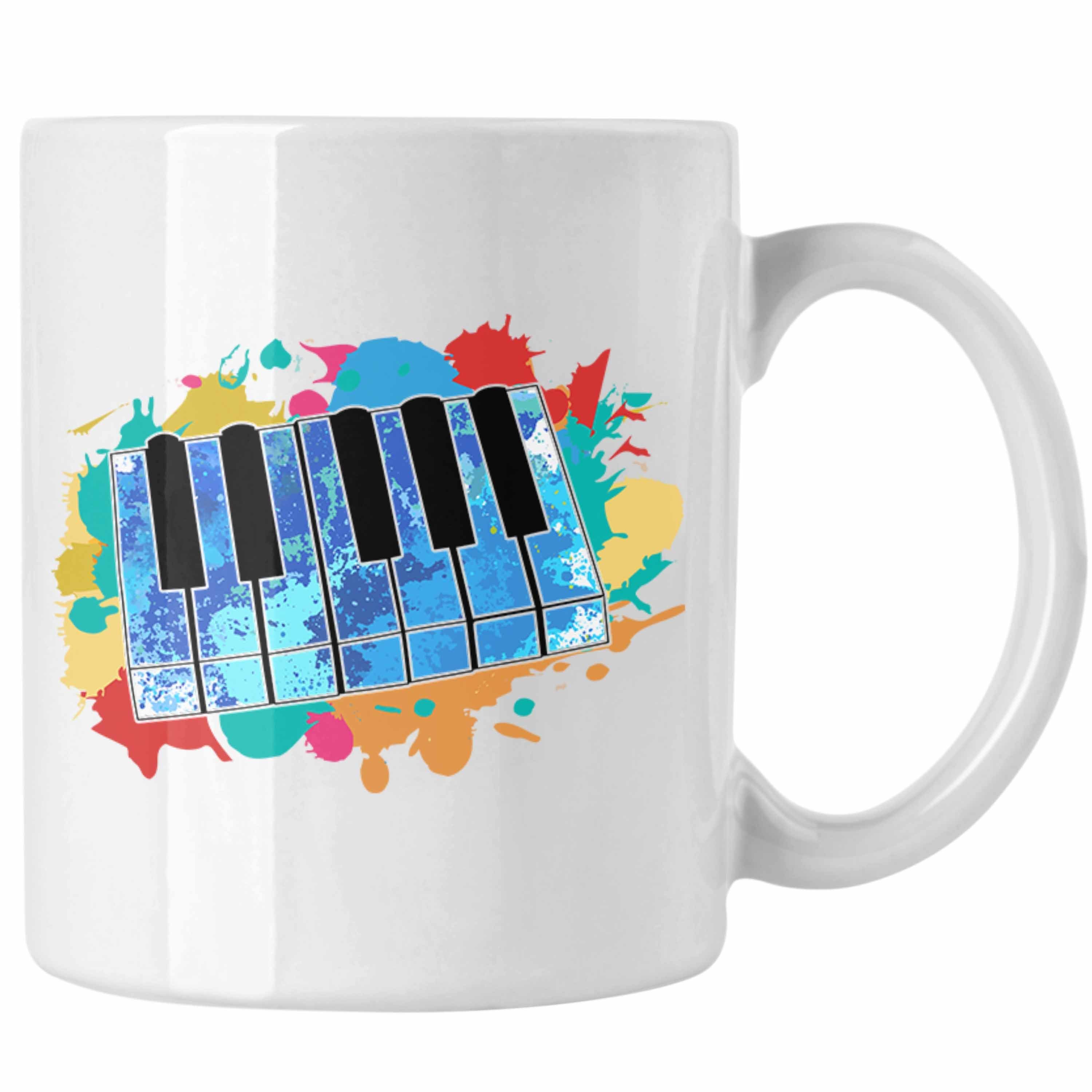 Trendation Tasse Keyboarder Geschenk Geschenkid Tasse Spieler für Musiker Keyboard Band Weiss