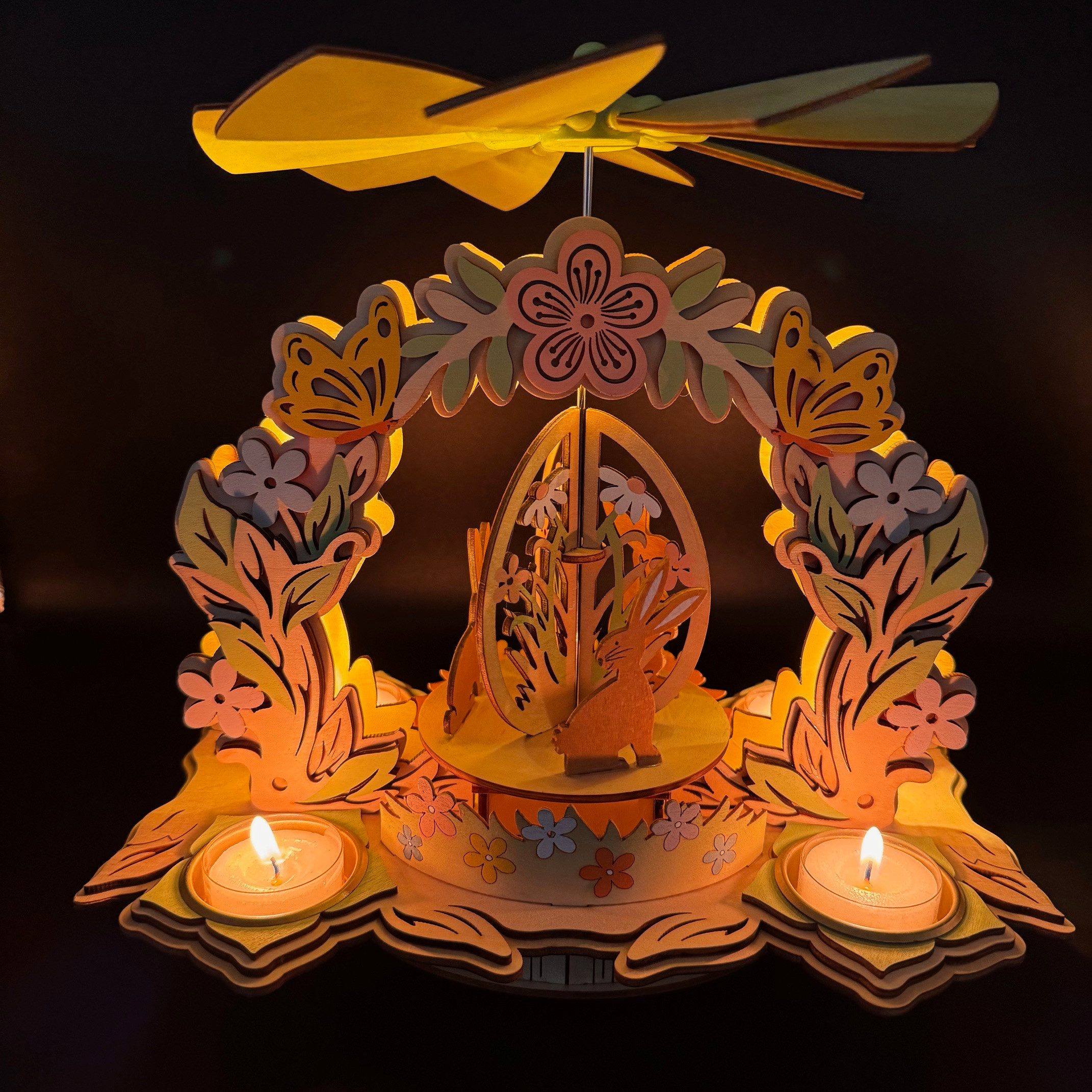 Online-Fuchs Osterfigur Holzpyramide zur Osterdekoration mit LED-Beleuchtun günstig online kaufen