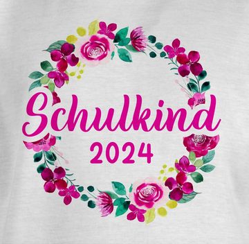 Shirtracer T-Shirt Schulkind 2024 Blumenkranz Einschulung Mädchen