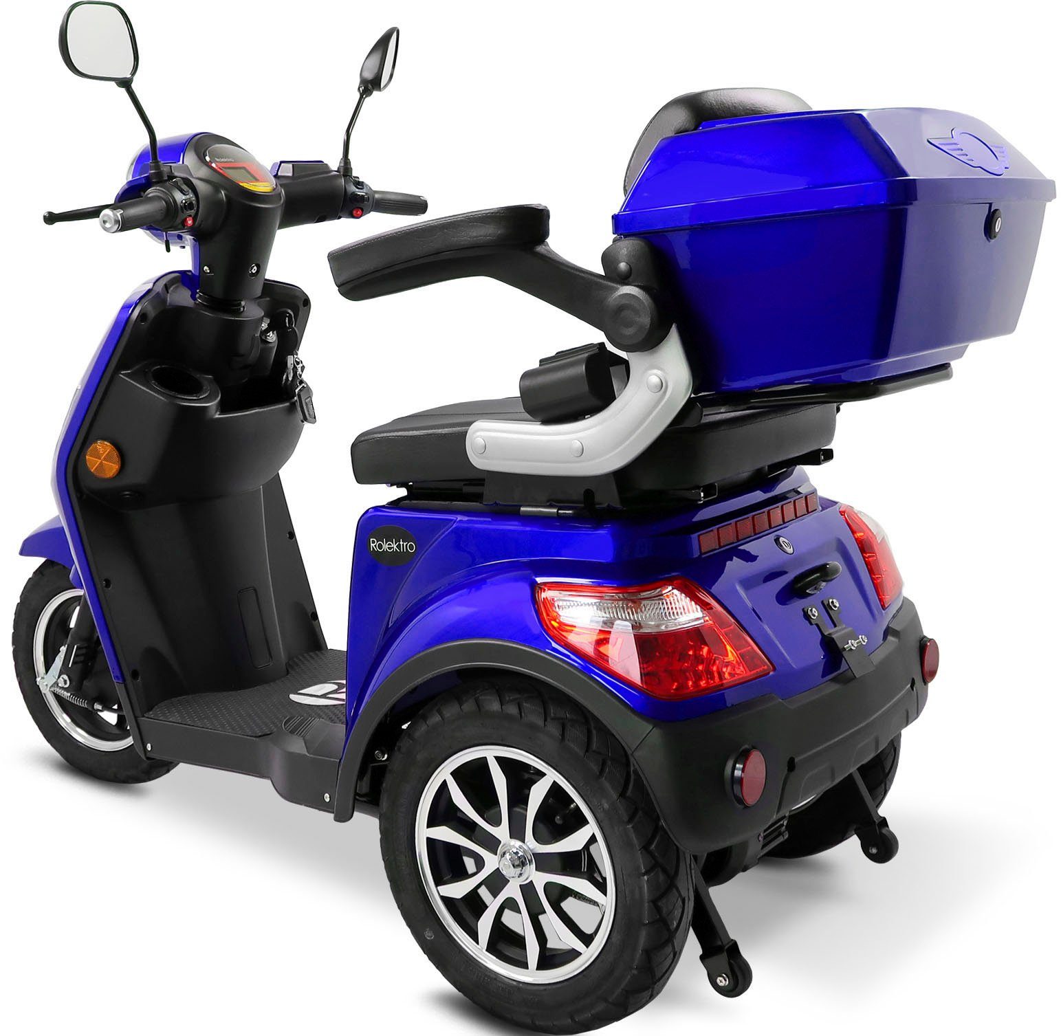 Rolektro Elektromobil Rolektro E-Trike 25 W, 25 V.3, (mit blau Topcase) 1000 km/h, Lithium Akku