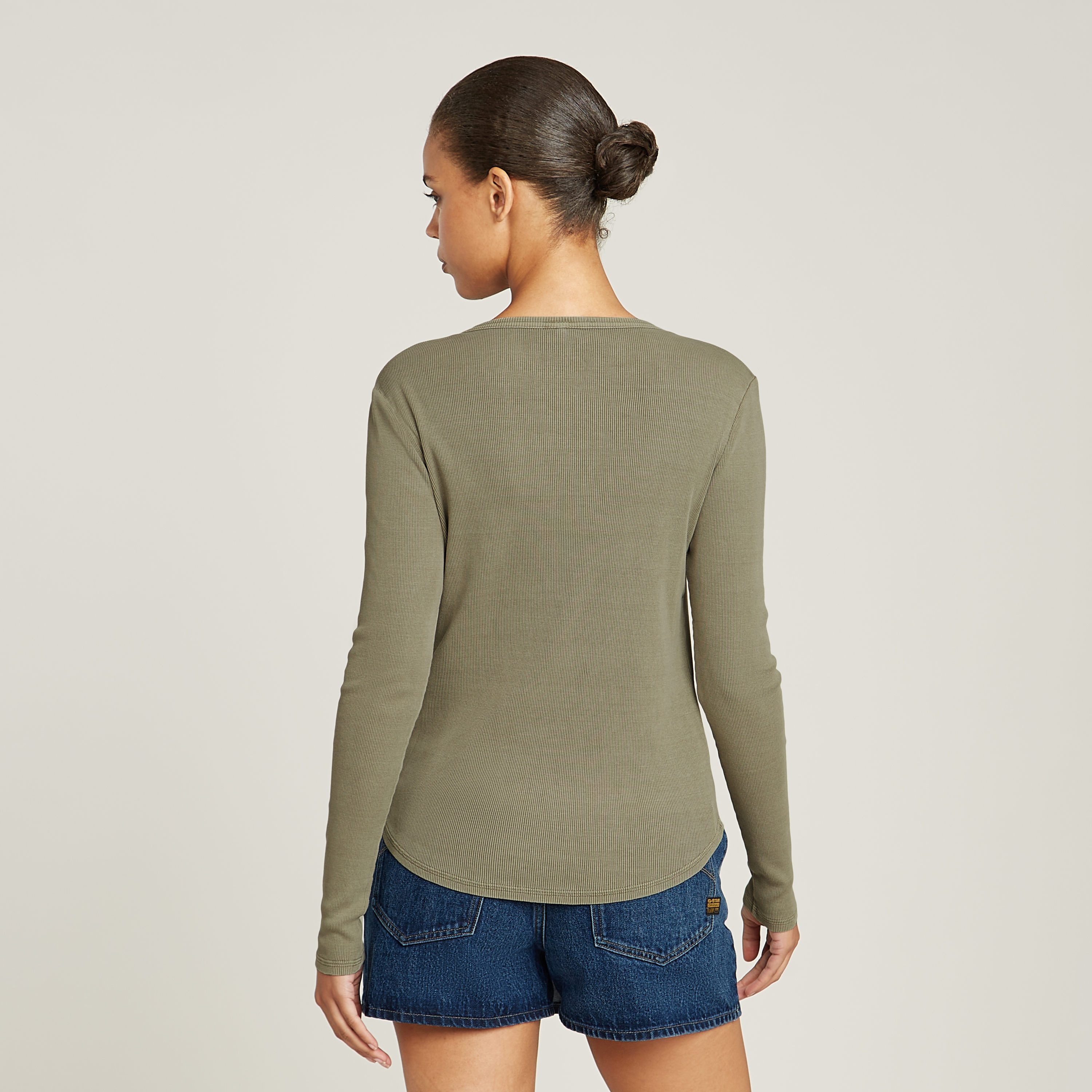 G-STAR Langarmshirt Deep v slim mit Knopfverschluss günstig online kaufen