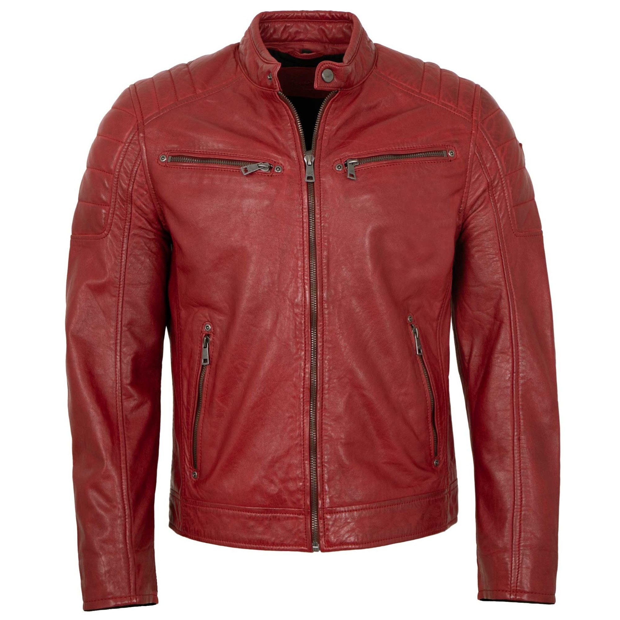 Mauritius Lederjacke MMDerry Mauritius - Herren Lederjacke Bikerjacke Lammnappa rot
