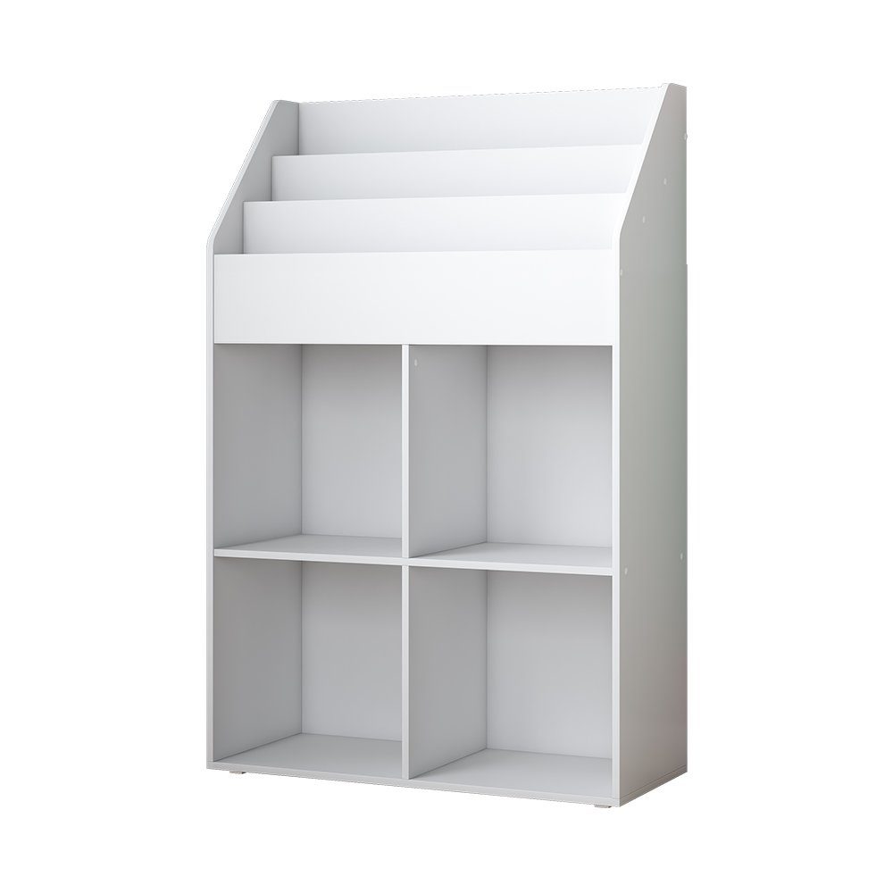 Vicco Bücherregal Conny, Weiß/Weiß, 72 x 111 cm mit 4 Ablagen für Faltboxen günstig online kaufen