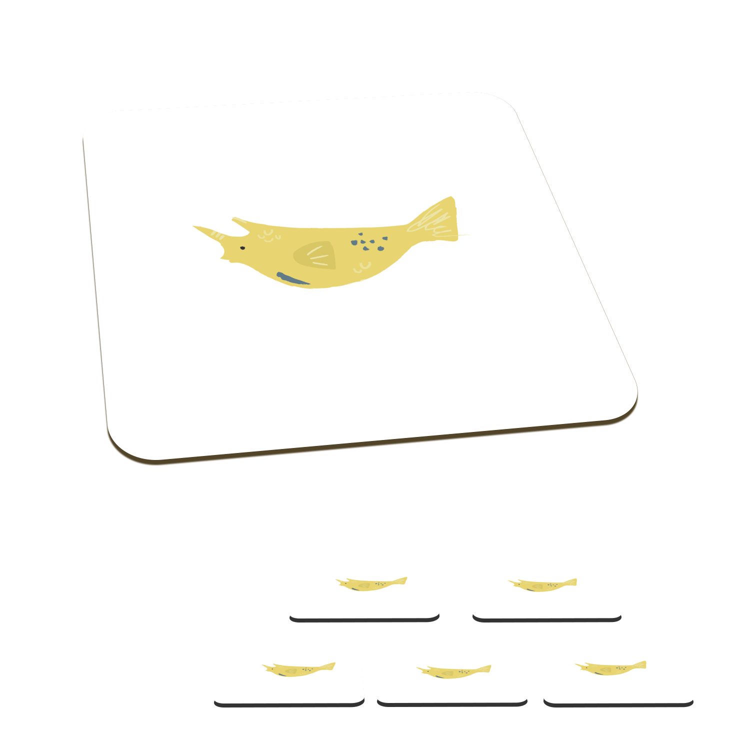 Pastell Glasuntersetzer - Glasuntersetzer, 6-tlg., Zubehör Gläser, Untersetzer, Fisch Korkuntersetzer, für Tasse Gelb, - Tischuntersetzer, MuchoWow