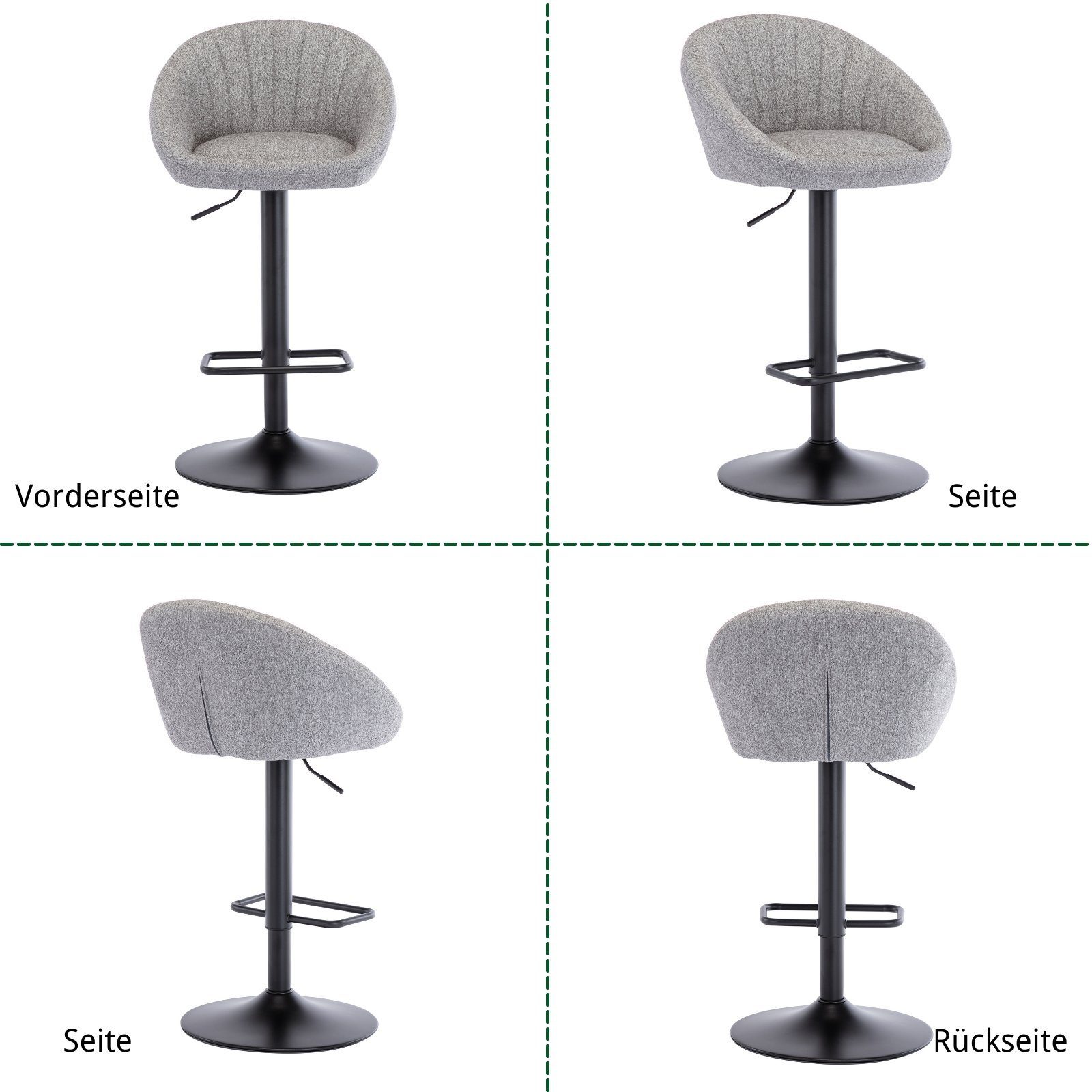 WAHSON OFFICE CHAIRS Barhocker höhenverstellbar drehbar Barstuhl aus Handtu günstig online kaufen