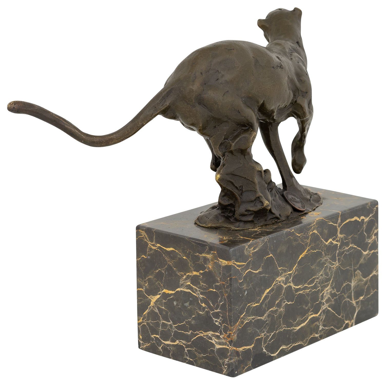 Figur Raubkatze 20cm Bronzeskulptur Aubaho Skulptur Antik-Stil Bronze Puma im