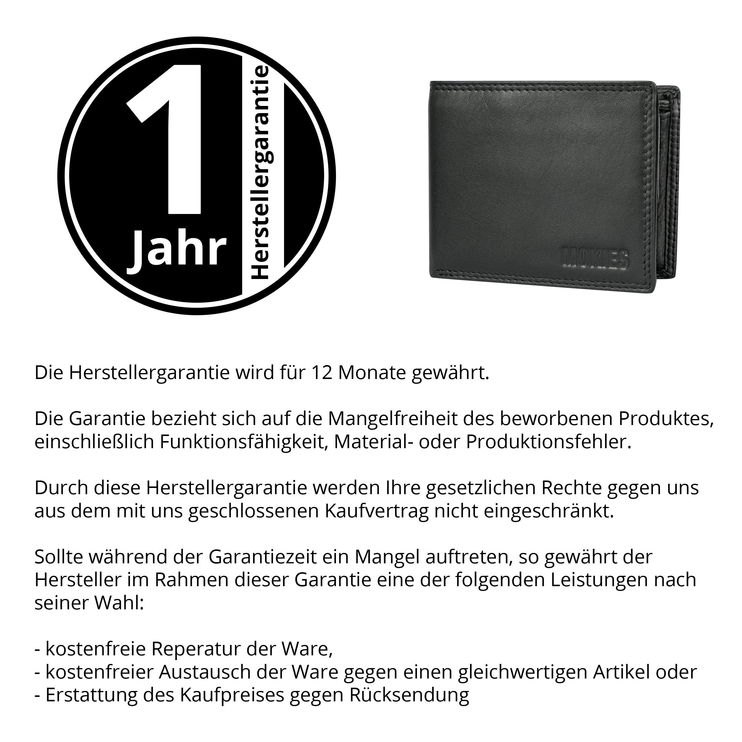 Herren (querformat), Nappa-Leder, MOKIES GESCHENKBOX Schwarz 100% Portemonnaie Geldbörse G305 Nappa Echt-Leder,