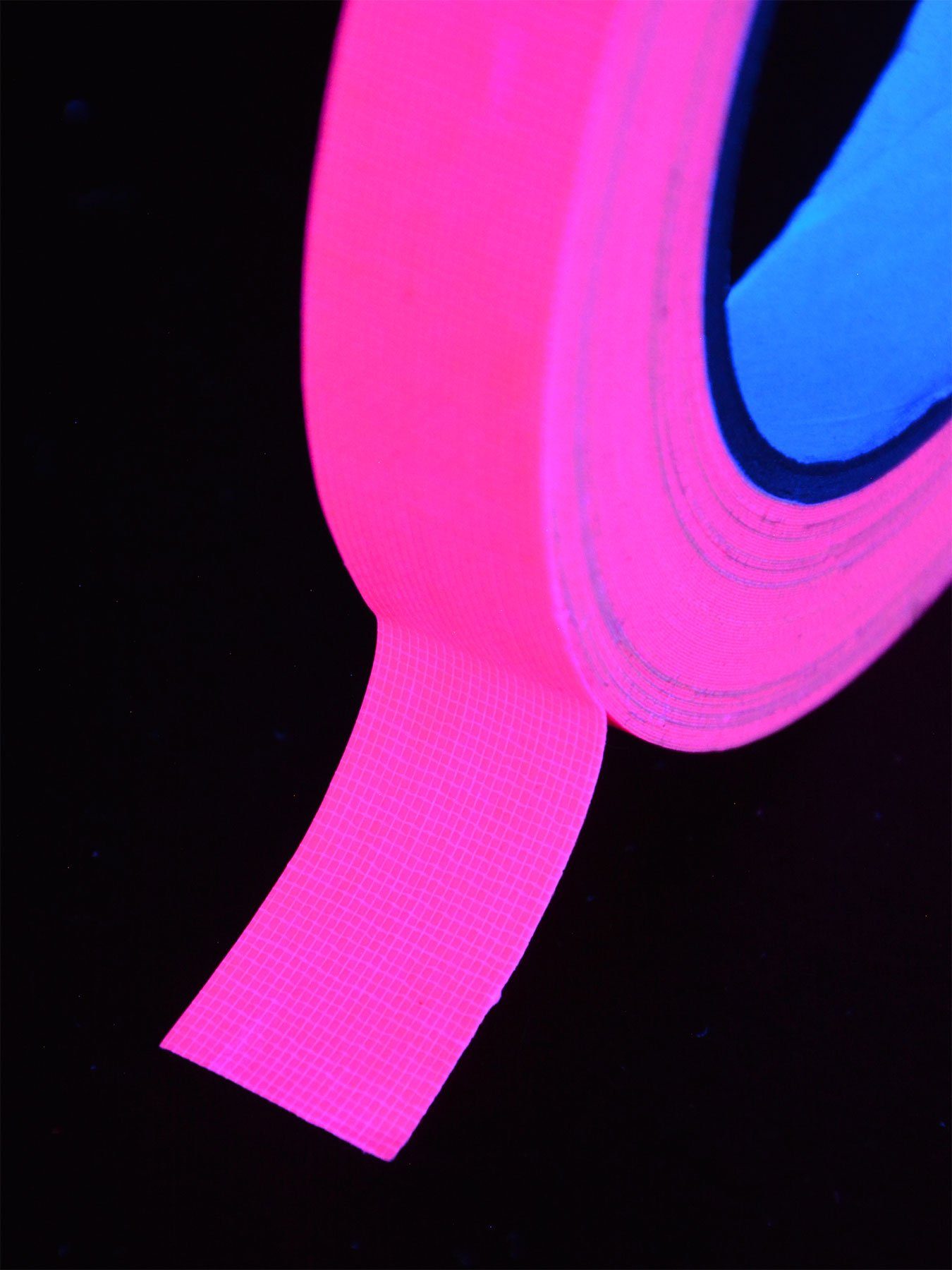 Schwarzlicht Gewebeklebeband 25m-Rolle leuchtet Tape UV-aktiv, unter 19mm Schwarzlicht Klebeband Rolle Neon, 4er-Pack PSYWORK