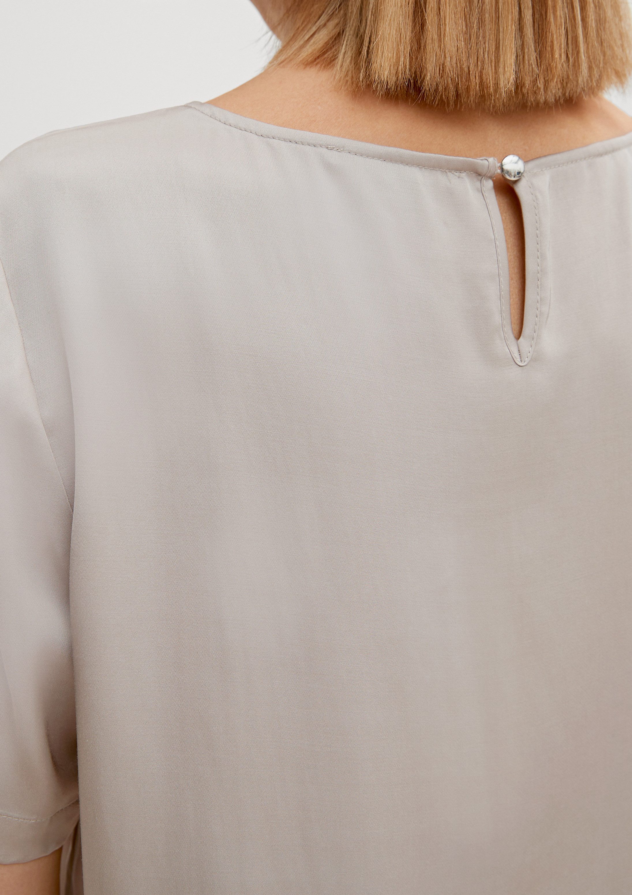 comma Kurzarmbluse Bluse Blusenshirt aus Satin
