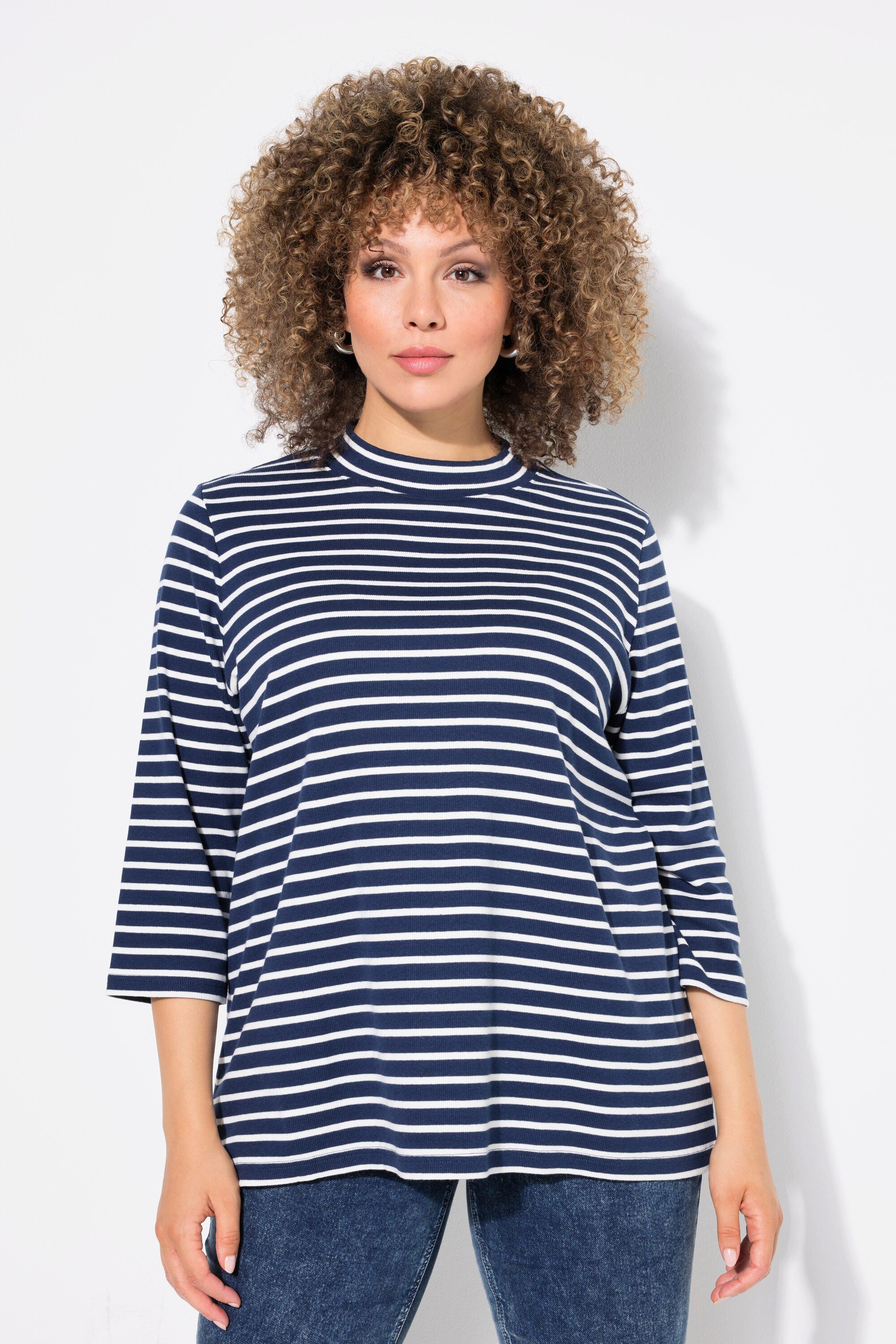 Ulla Popken Longsleeve Shirt Ringel A-Linie günstig online kaufen