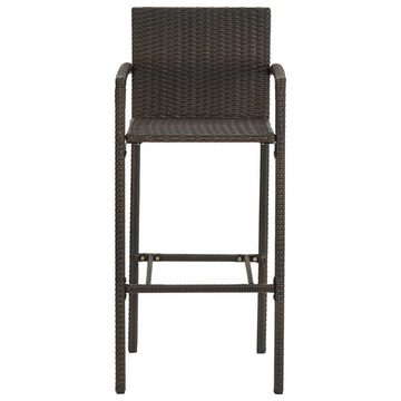 vidaXL Gartenlounge-Set 7-tlg. Garten-Bar-Set mit Armlehnen Poly Rattan Braun, (7-tlg)