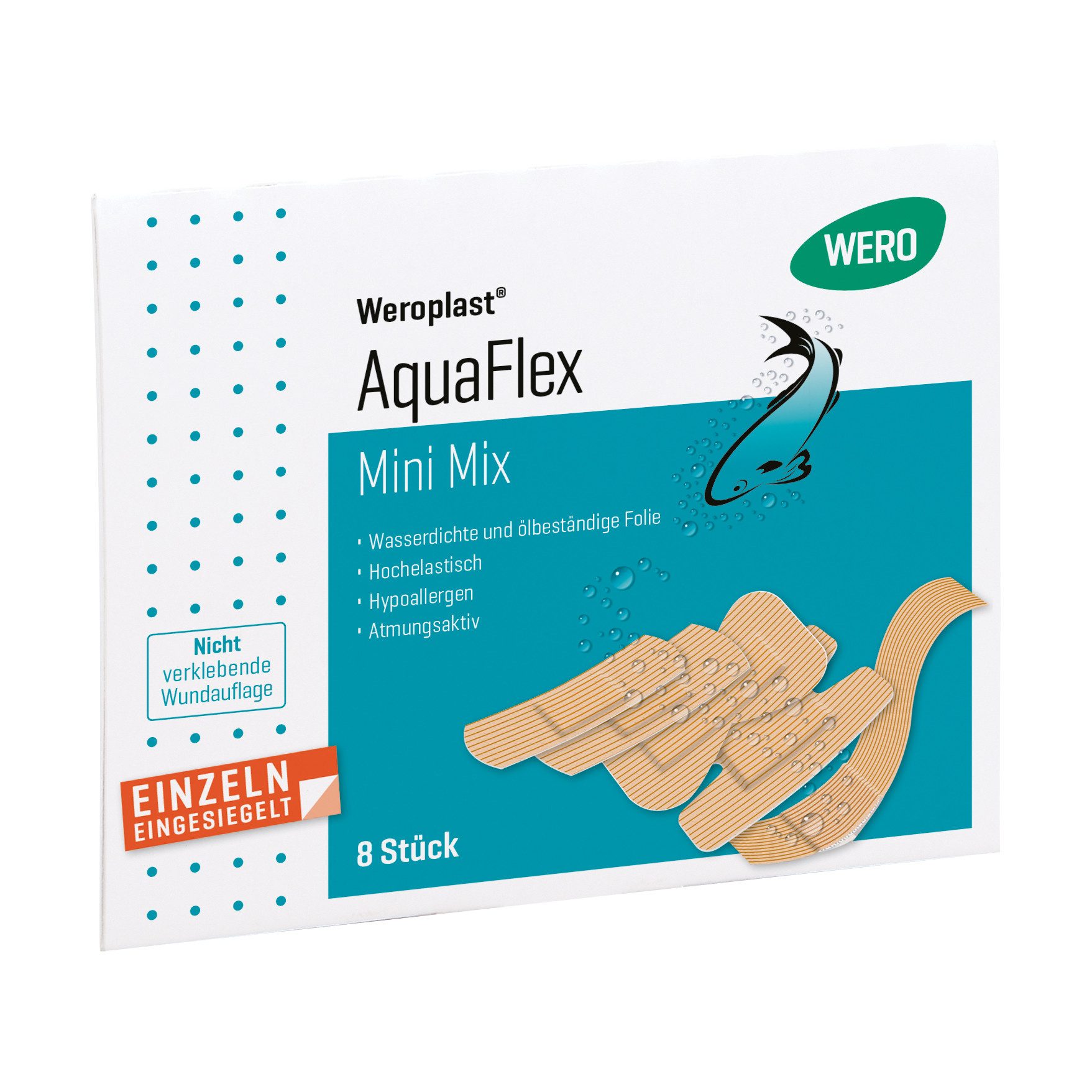 Weroplast® Wundpflaster AquaFlex Perfect Mix, 50 Stk (Mini Mix, 8 St)