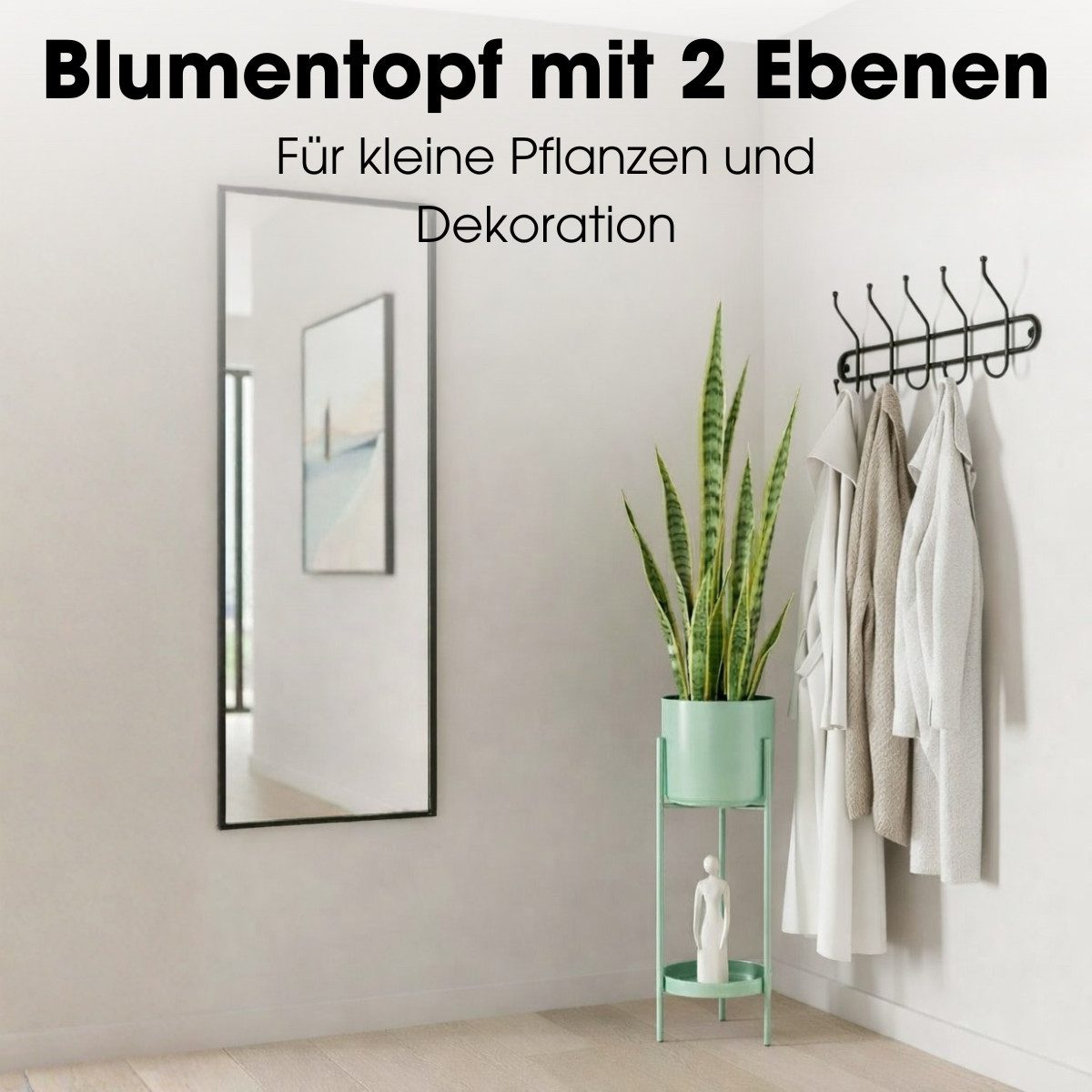 Mica Decorations Blumentopf Mica Decorations Colyn Pflanzenständer 60xØ19 cm Mintgrün – Bild 5 von 5