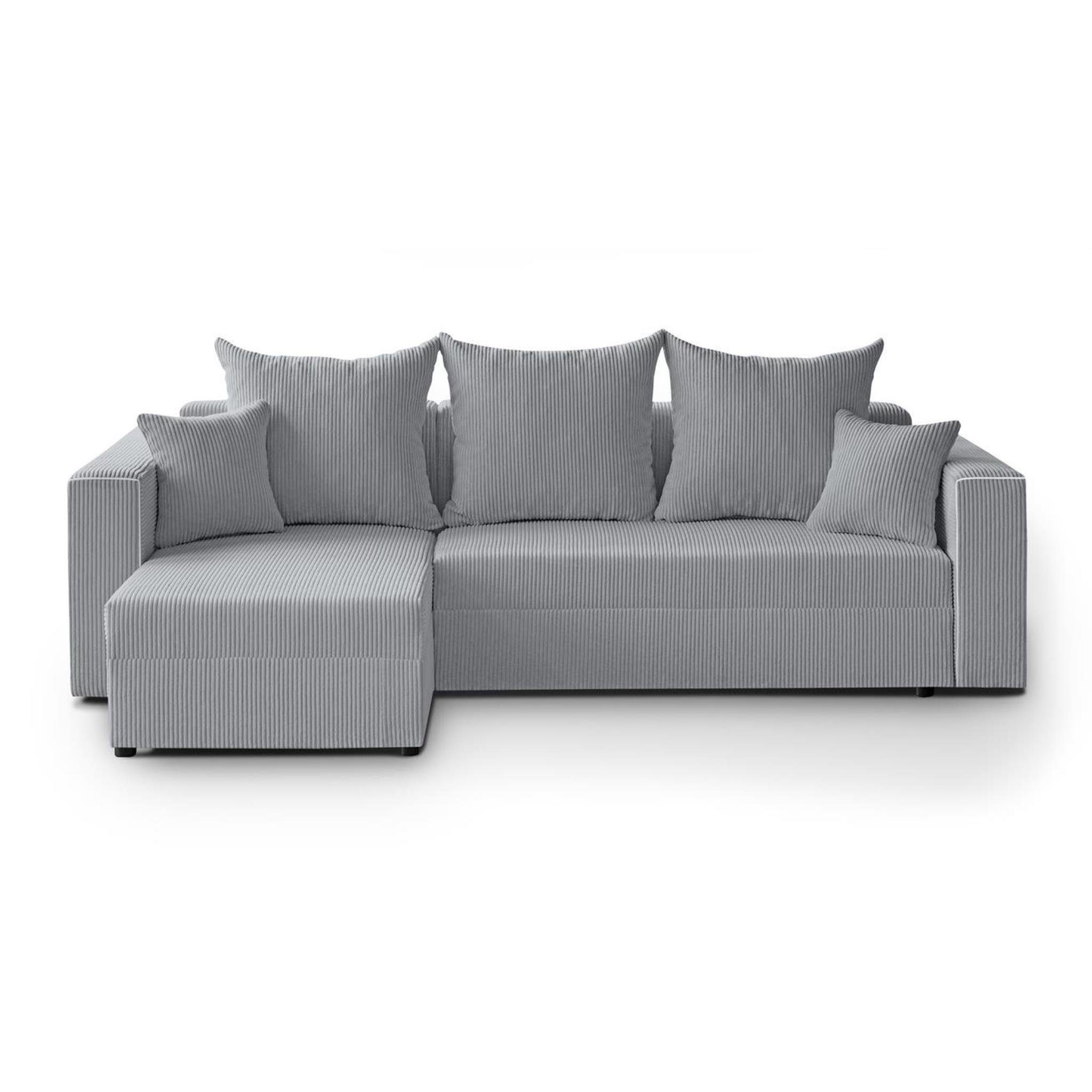 Beautysofa Ecksofa Hamlet, inkl. Lounge-Ecke, L-förmiges stilvoll 55) (poso Schlaffunktion, aus universelle Sofa Bettkasten, L-Form Schlafsofa, Corner Hellgrau Cordstoff