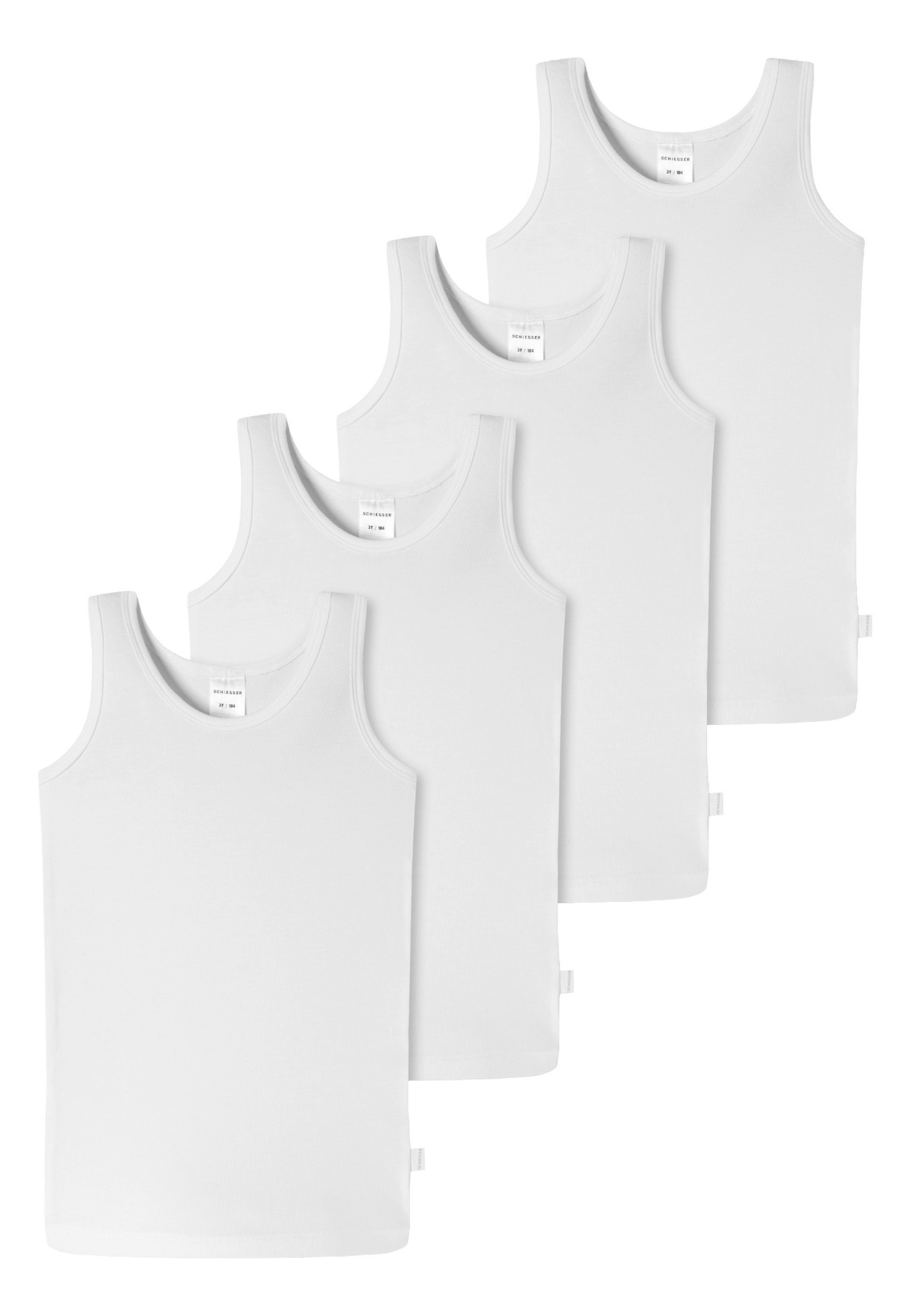 Schiesser Unterhemd - Cotton Baumwolle Unterhemd Girls Organic 4er Kids 4-St) Pack - Tanktop 95/5 (Spar-Set, Weiß 