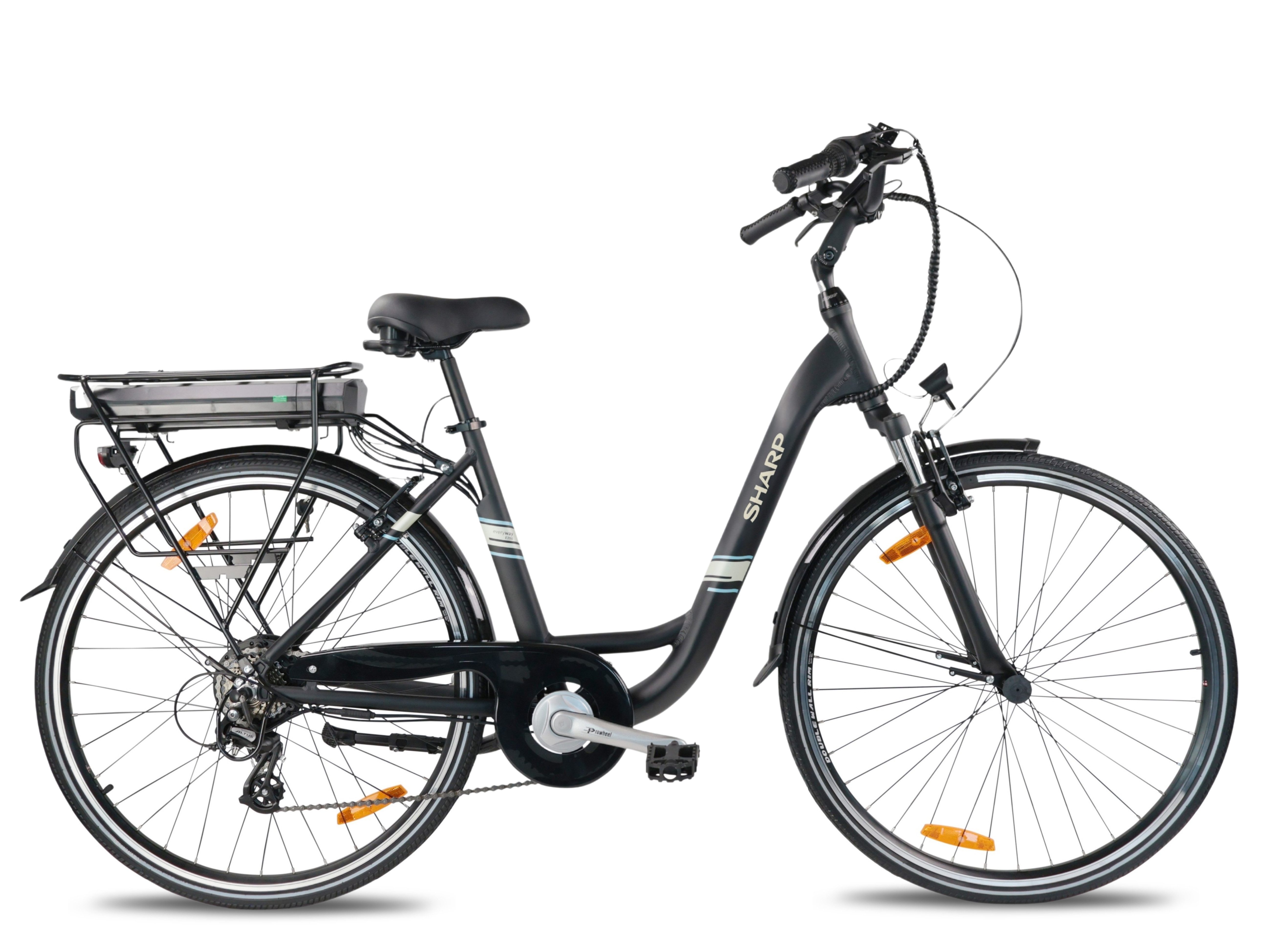 Sharp E-Bike Citybike Sharp BK CD042-EB, black, Hinterradmotor, 460 Wh