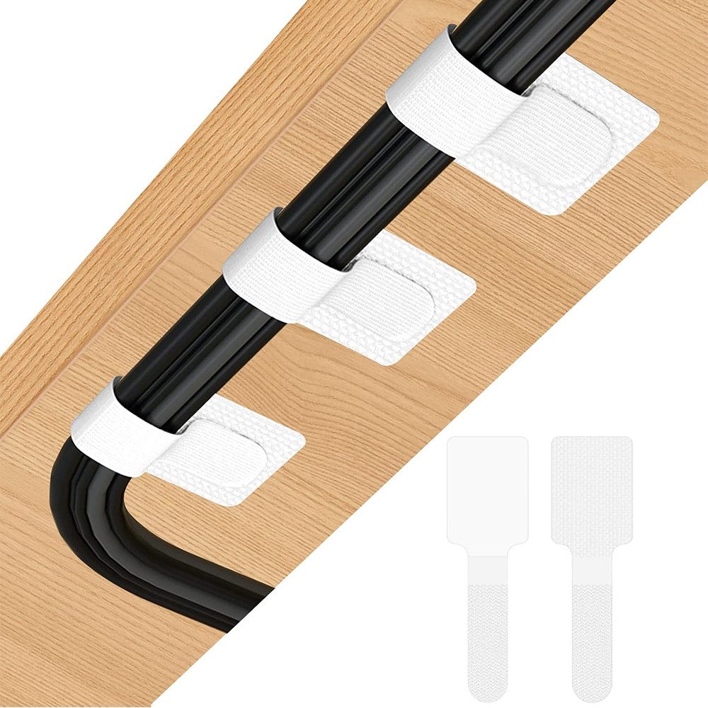 AFKSMILE Kabelbinder 50 Stück Kabelmanagement Schreibtisch, Kabelhalter Kabelklemmen Kabelbinder Selbstklebend Klettband Kabelclips für TV, Lichterkette