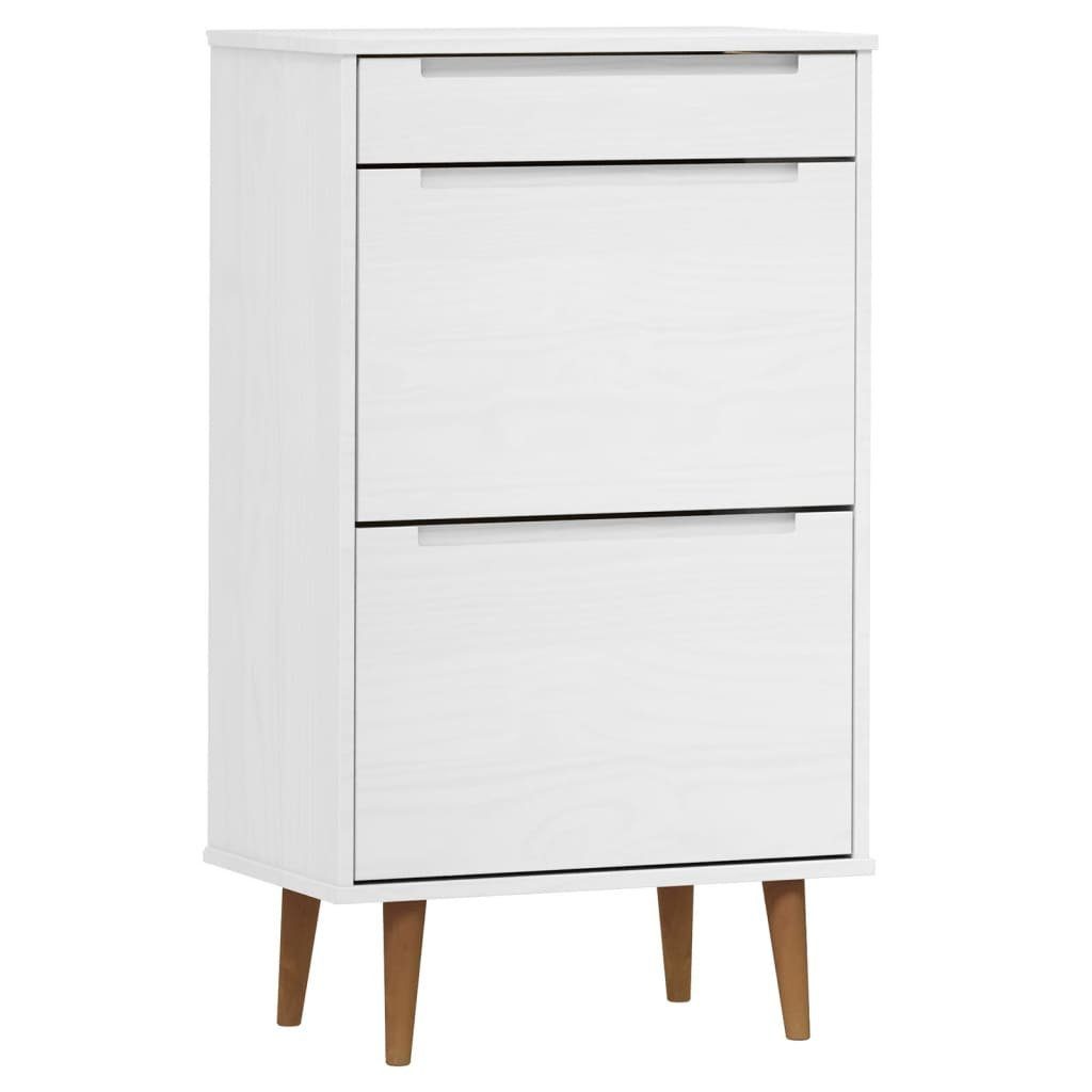 vidaXL Schuhschrank Schuhschrank Weiß 59,5x35x103 cm Massivholz Kiefer