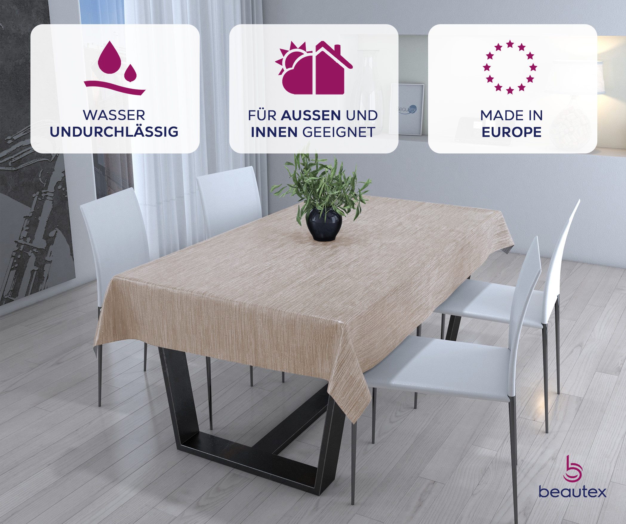 Beautex Tischdecke Wachstuchtischdecke rund oval eckig, günstig online kaufen