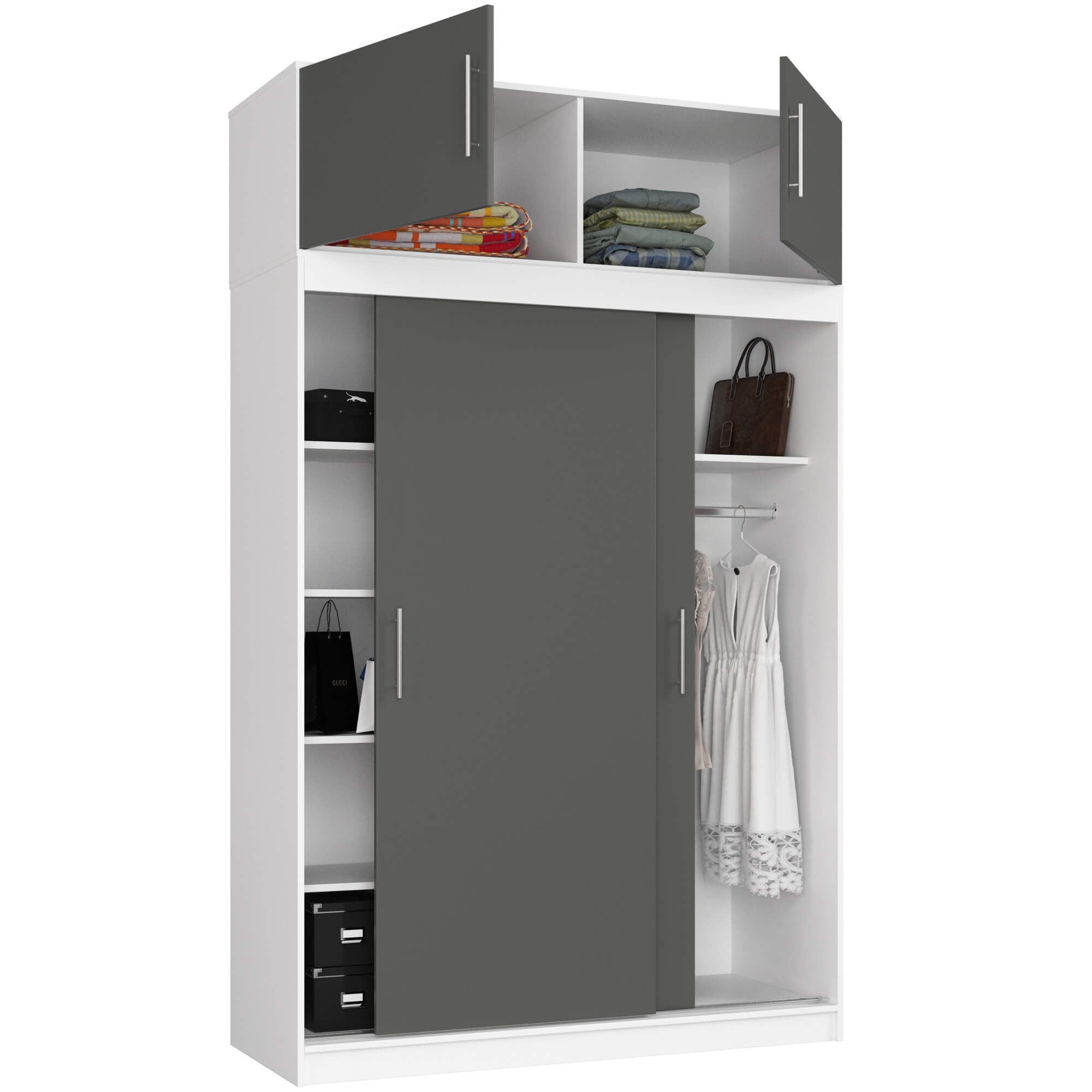 Raumhirsch Furniture Kleiderschrank Eleganter Kleiderschrank - Großer Stauraum - Garderobenschrank Hochwertige Spanplatte, Maße: 180 x 120 x 50 cm, 3 Türen