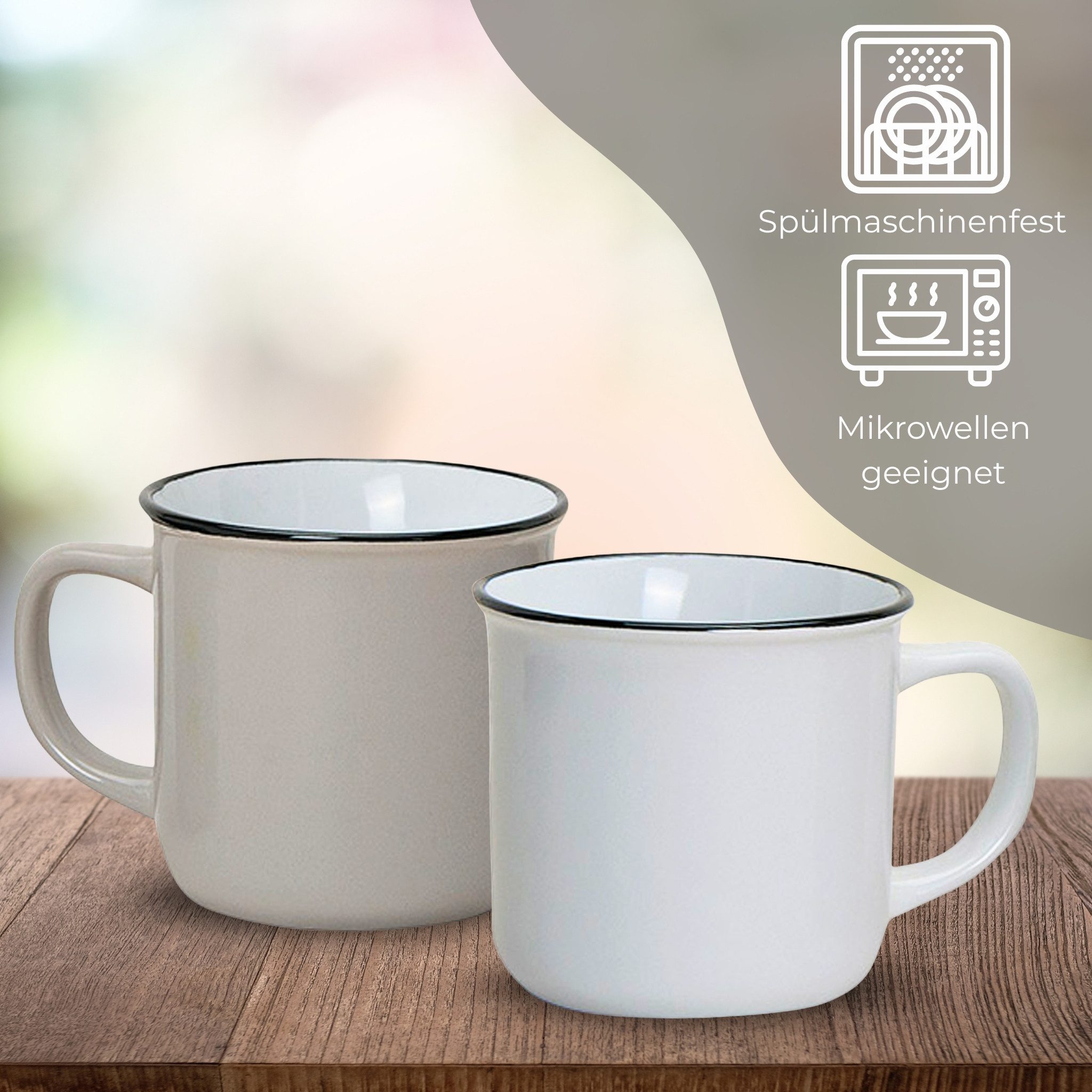 matches21 HOME & HOBBY Tasse Kaffeetassen Set Natur, 3er Set Keramik-Tassen, für 300 ml, 3-tlg., Porzellan, Dopamin Deko Kaffeebecher für Tee & Cappuccino