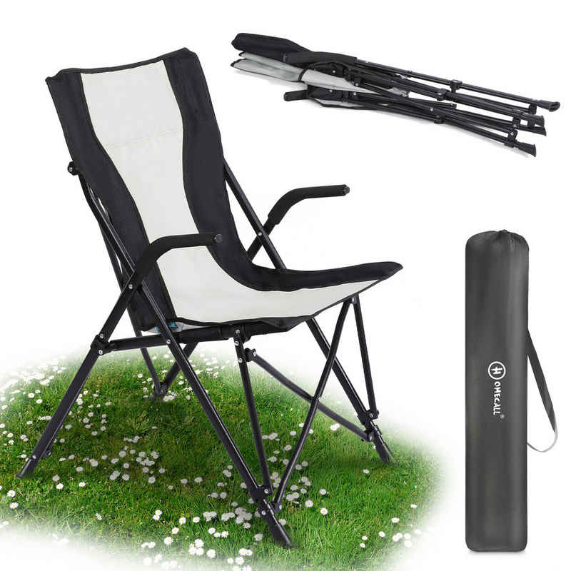 HOMECALL Campingstuhl Ultraleicht Klappstuhl Camping Gartenstuhl Extra leicht, bis 120 kg, (Schwarz/Cremeweiß)