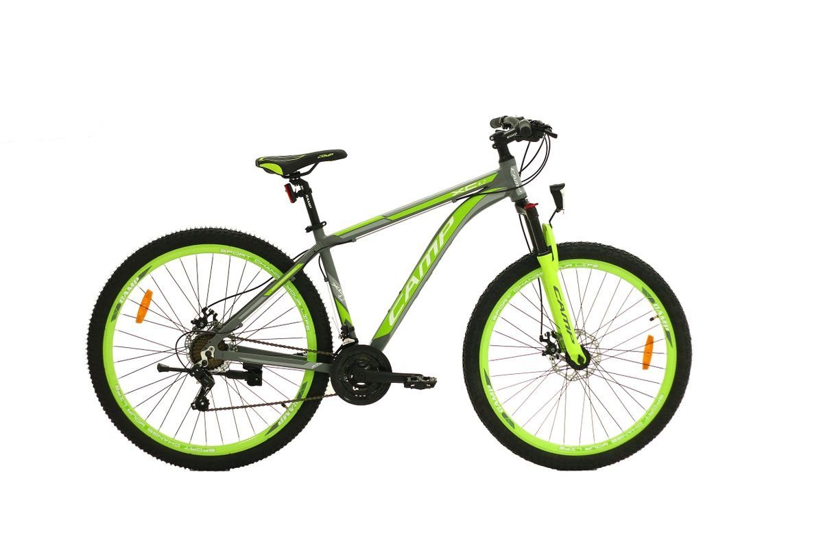 T&Y Trade Mountainbike »27,5 Zoll Alu Aluminium Herrenrad Herren Jugend MTB  Hardtail Fahrrad Mountainbike Jugendfahrrad 21 Gang Shimano Bike Rad  Gabelfederung Federgabel Scheibenbremse Disk Beleuchtung STVO 4.1 CAMP XC  Grau R:18"«, 21