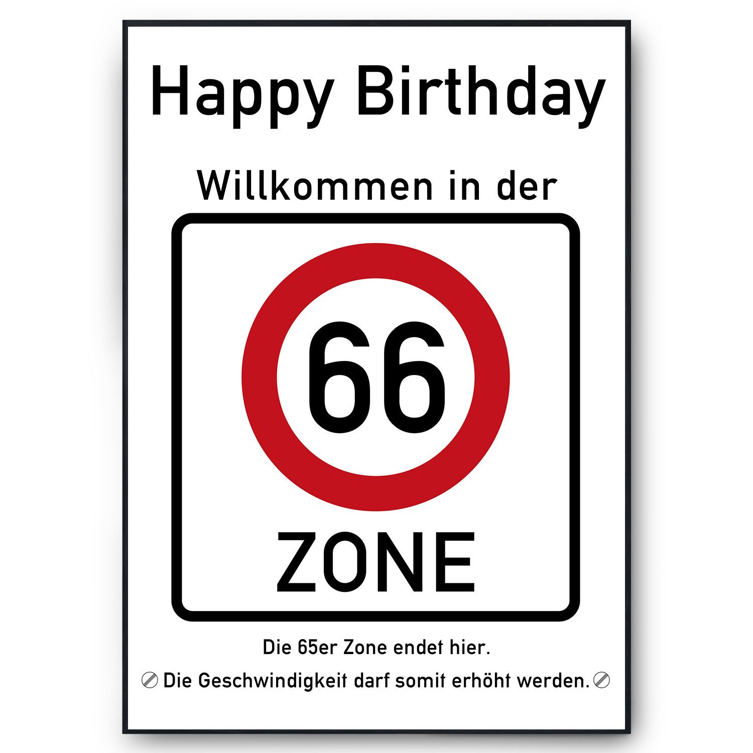 Tigerlino Poster 66. Geburtstag Geschenk Verkehrszeichen günstig online kaufen