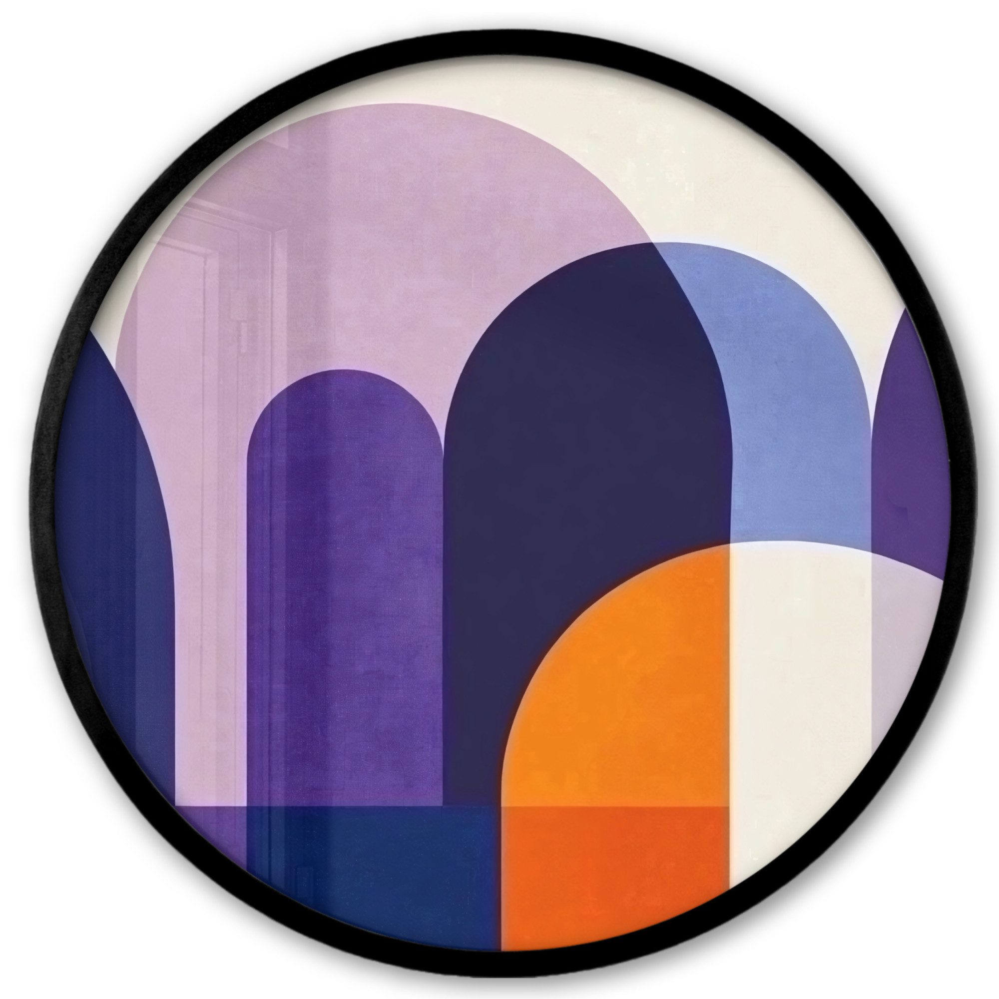 MuchoWow Poster Rund - Formen - Abstrakt - Grafik - Orange, (1 St), Runde Wandbilder, Deko für Wohnzimmer und Schlafzimmer, 40x40 cm