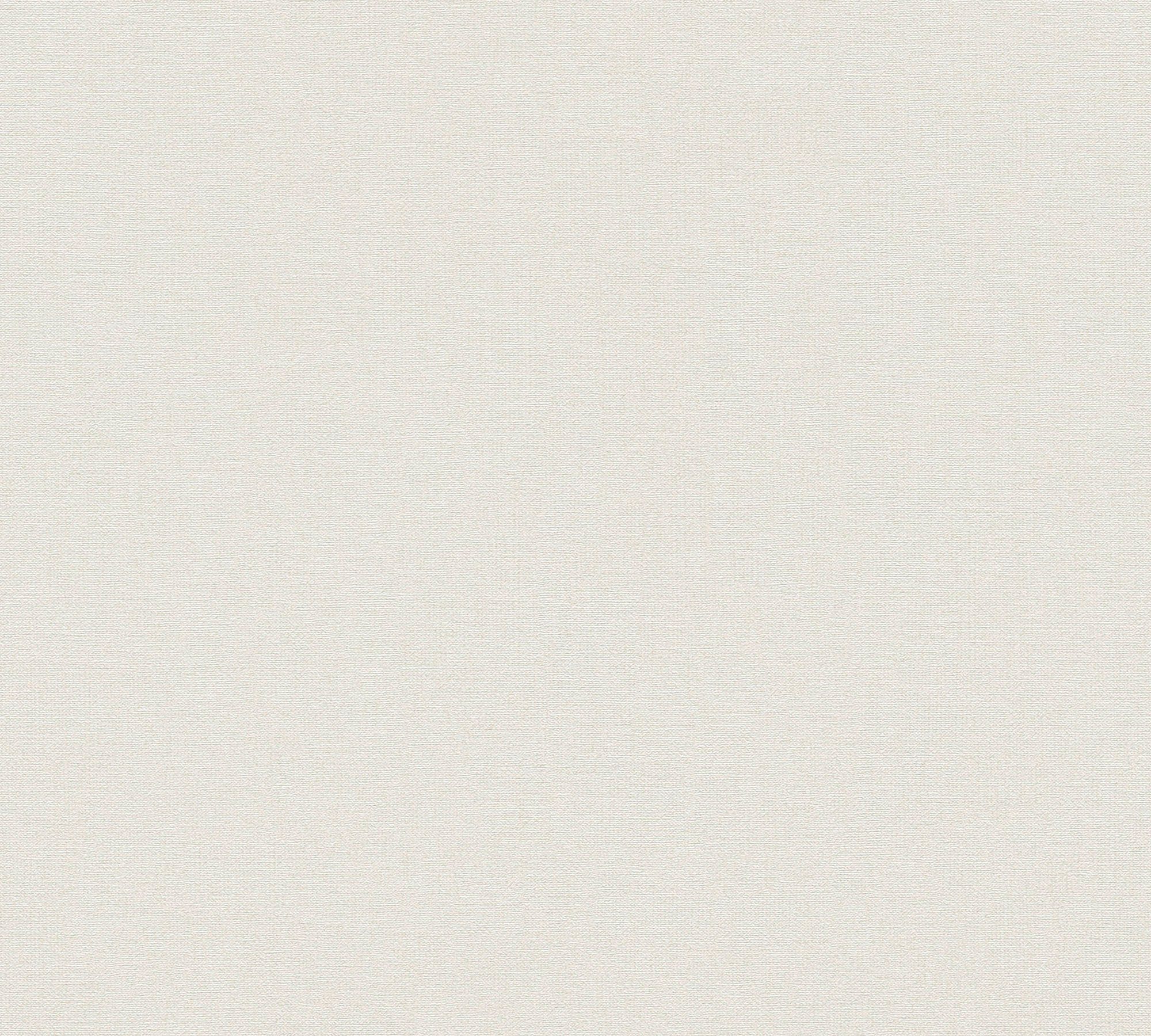 A.S. Création Vliestapete Weiß,Creme Tapete St), nachhaltig strukturiert, Leinwandoptik, skandinavisch Natural matt, PVC-Frei umweltfreundlich leicht Living (1