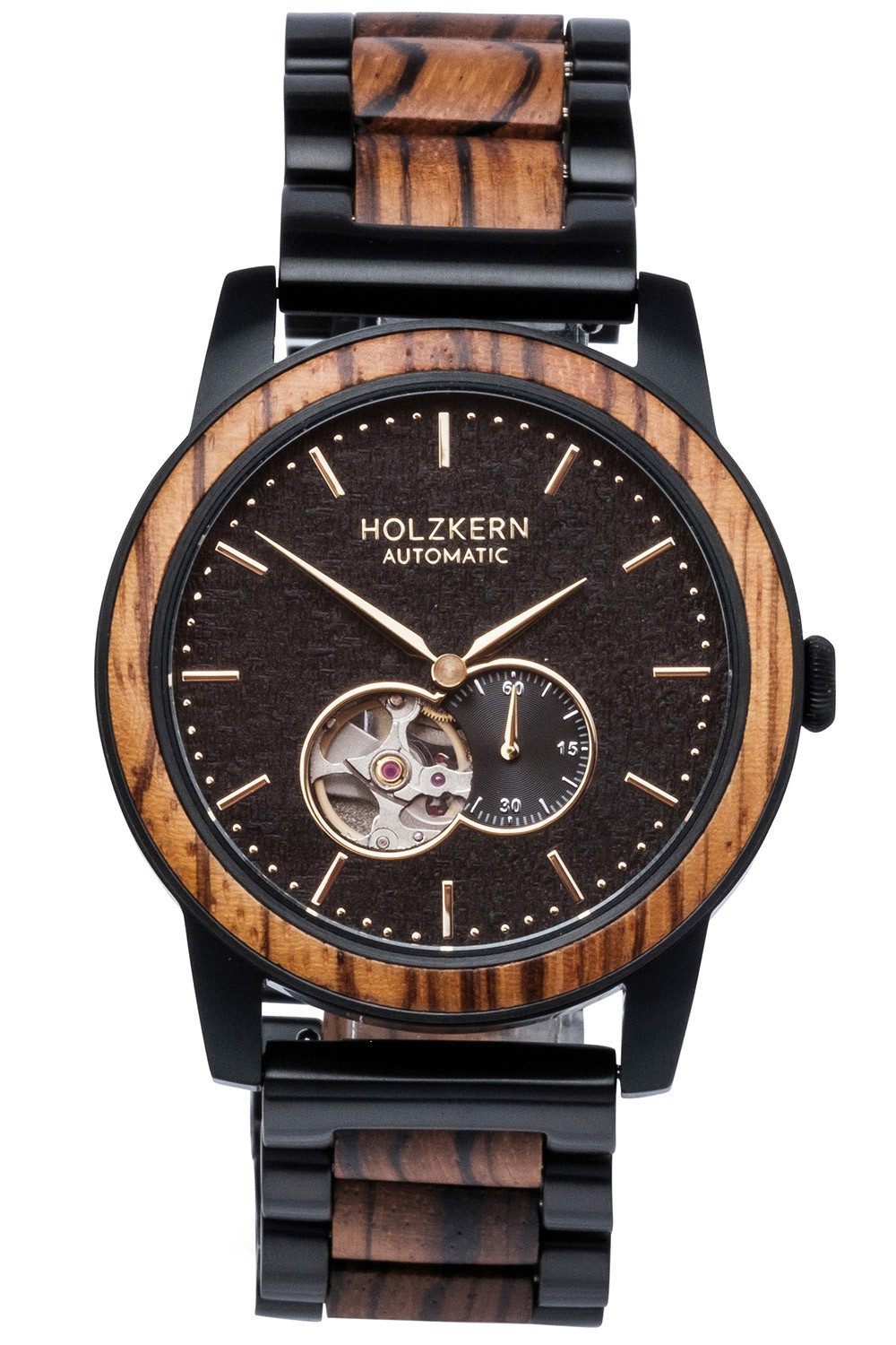 Holzkern Automatikuhr Automatik San Francisco Zebrano/Ahorn günstig online kaufen