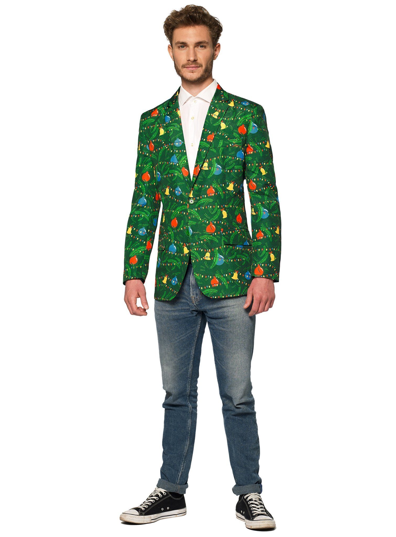SuitMeister Kostüm SuitMeister Green Tree LED Jackett, Weihnachtliches Herrensakko: heute ist mehr Lametta!