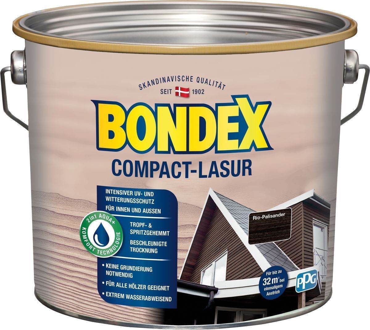 Bondex Holzschutzlasur BONDEX Compact-Lasur 2,5L, Wasserabweisend, Rio Palisander, Holz