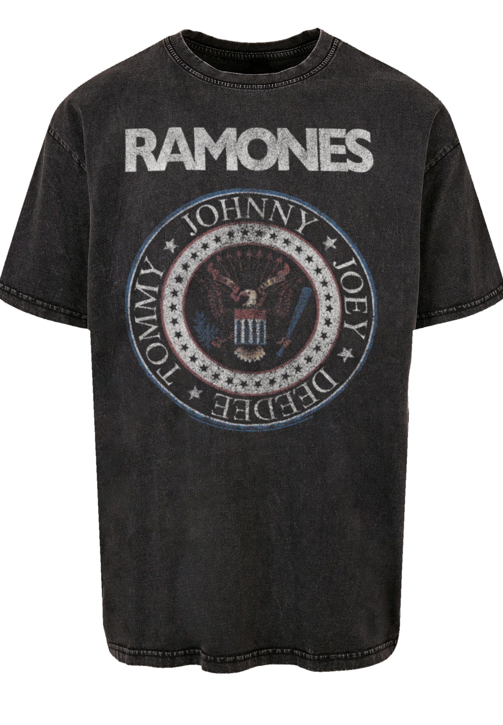 F4NT4STIC T-Shirt Ramones Rock Musik Band, Red Premium Qualität, And White Seal Rock-Musik schwarz Band