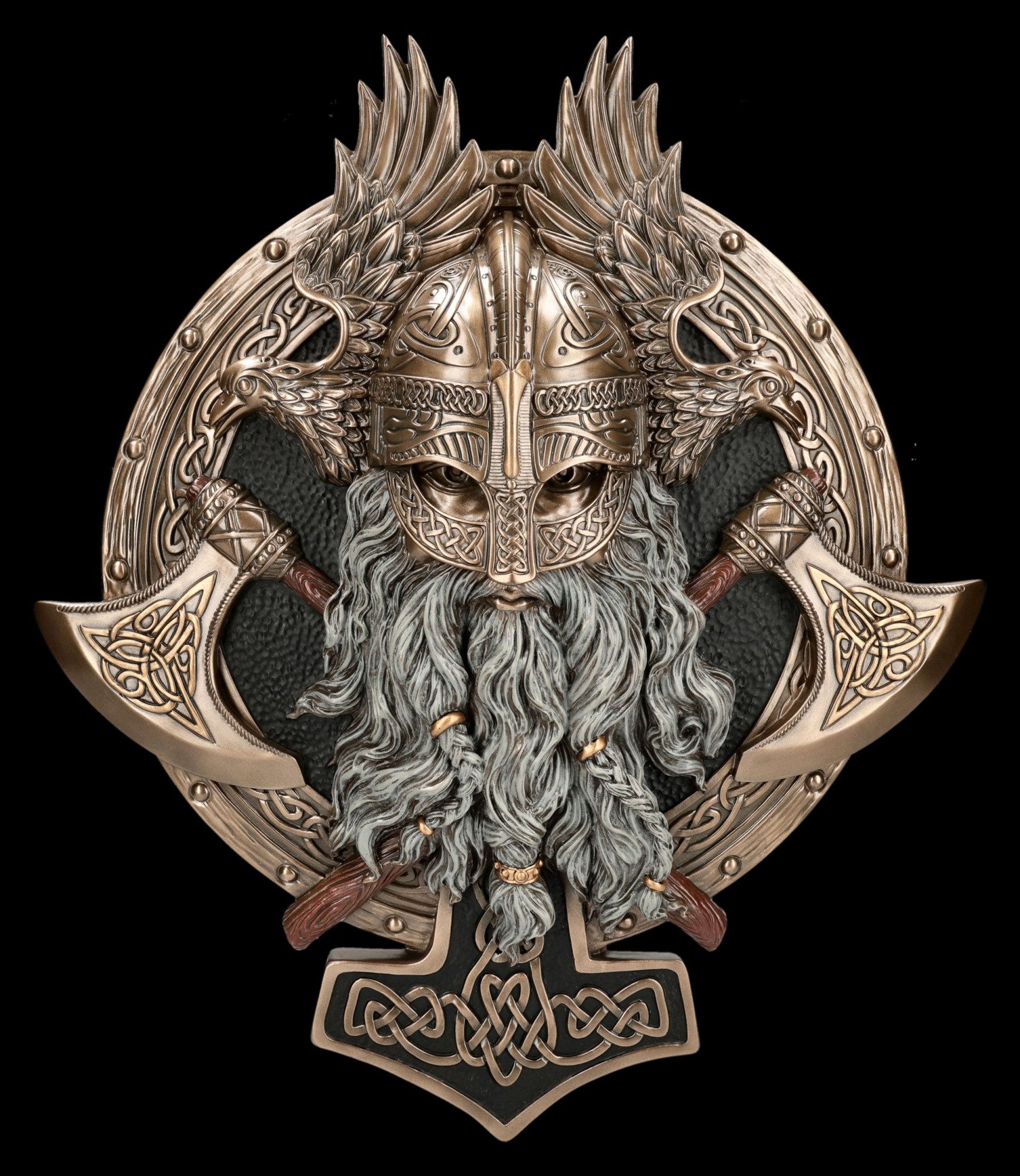 Figuren Shop GmbH Wanddekoobjekt Wikinger Wandrelief Berserker Walhalla Statue Odin Dekoration 40 cm