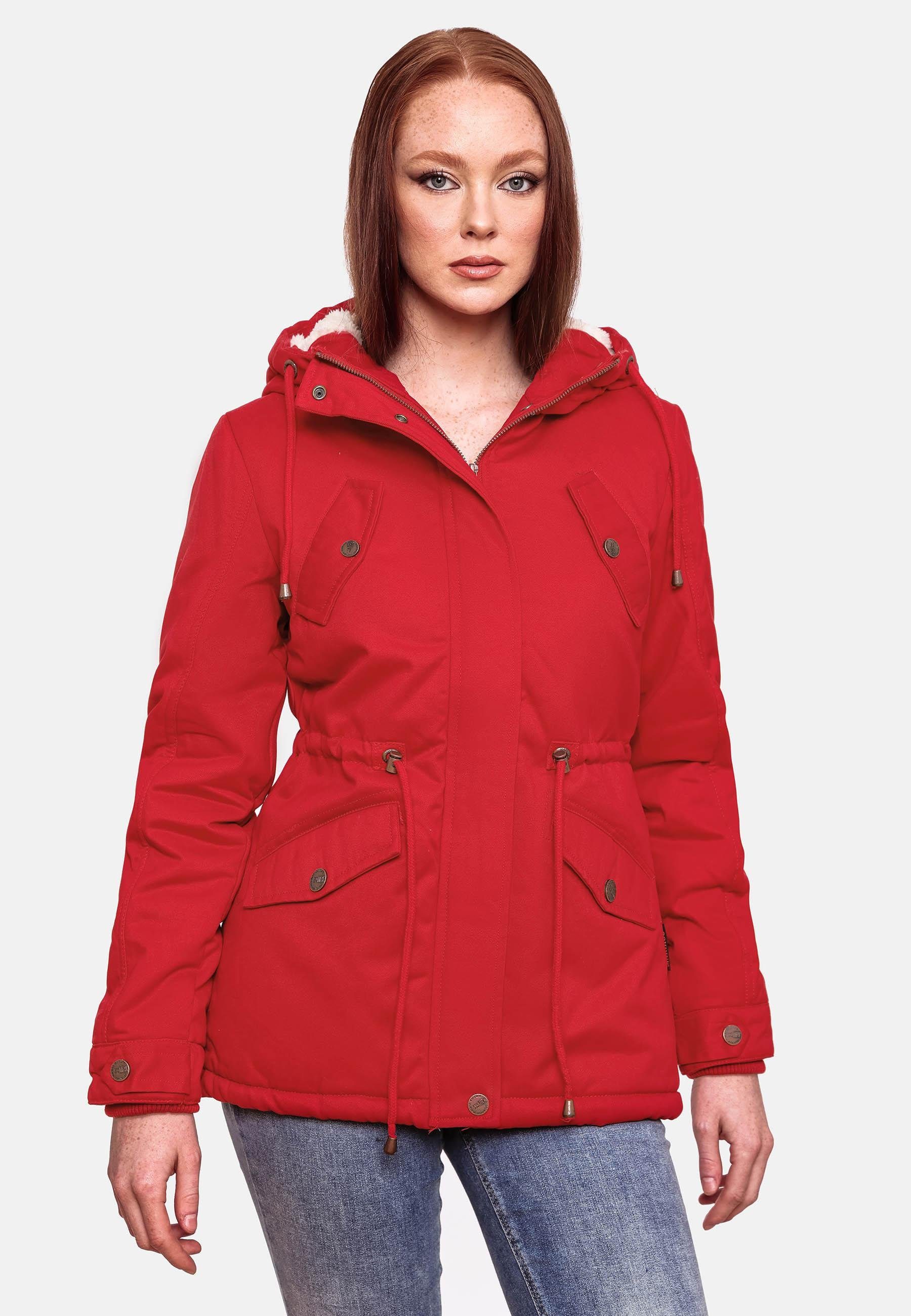 Marikoo Winterjacke Manolya stylischer Kurzmantel mit weichem Teddyfell-Futter – Bild 5 von 5