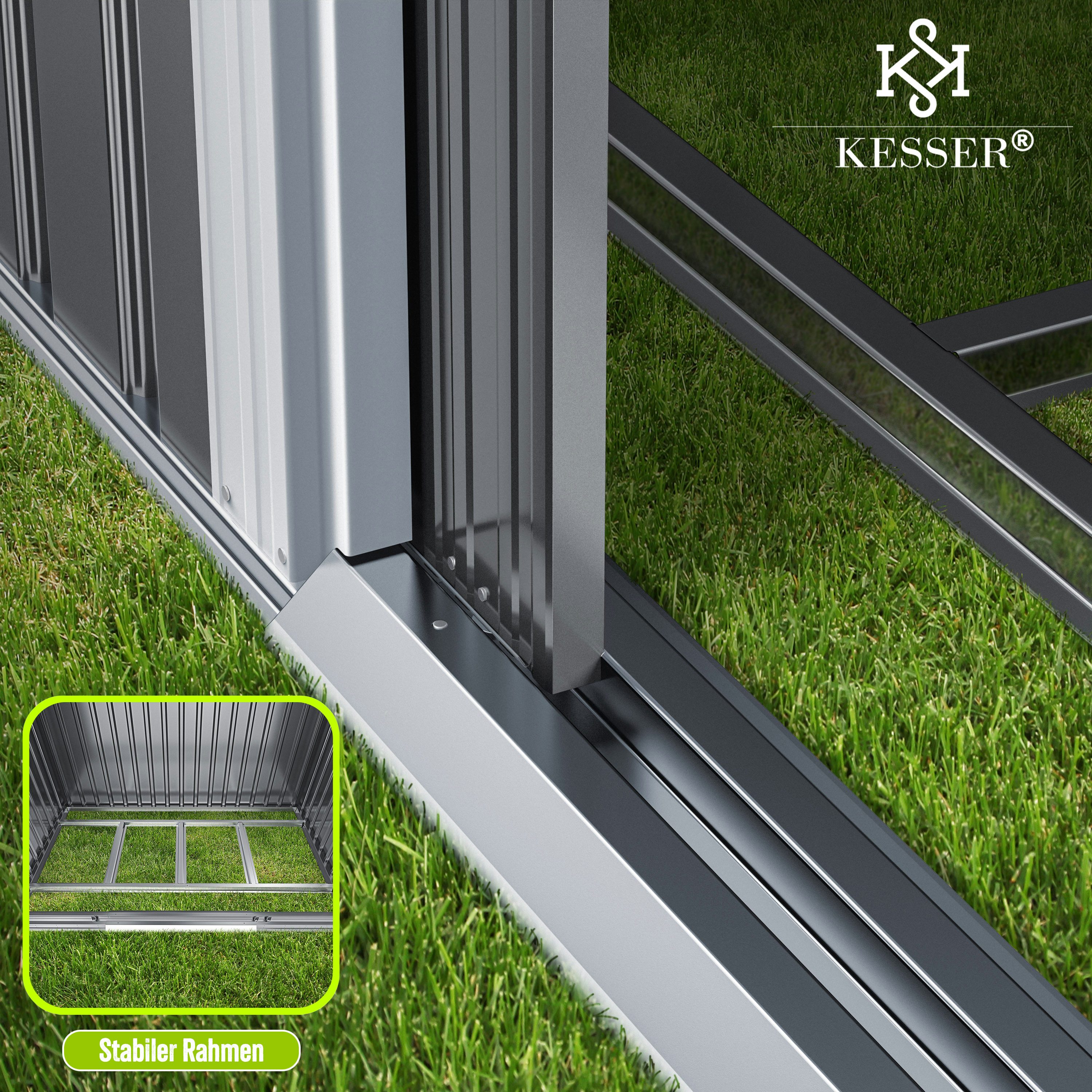 KESSER Gartenhaus, Gerätehaus Metall 4 m³ mit Fundament 194x112x181 cm