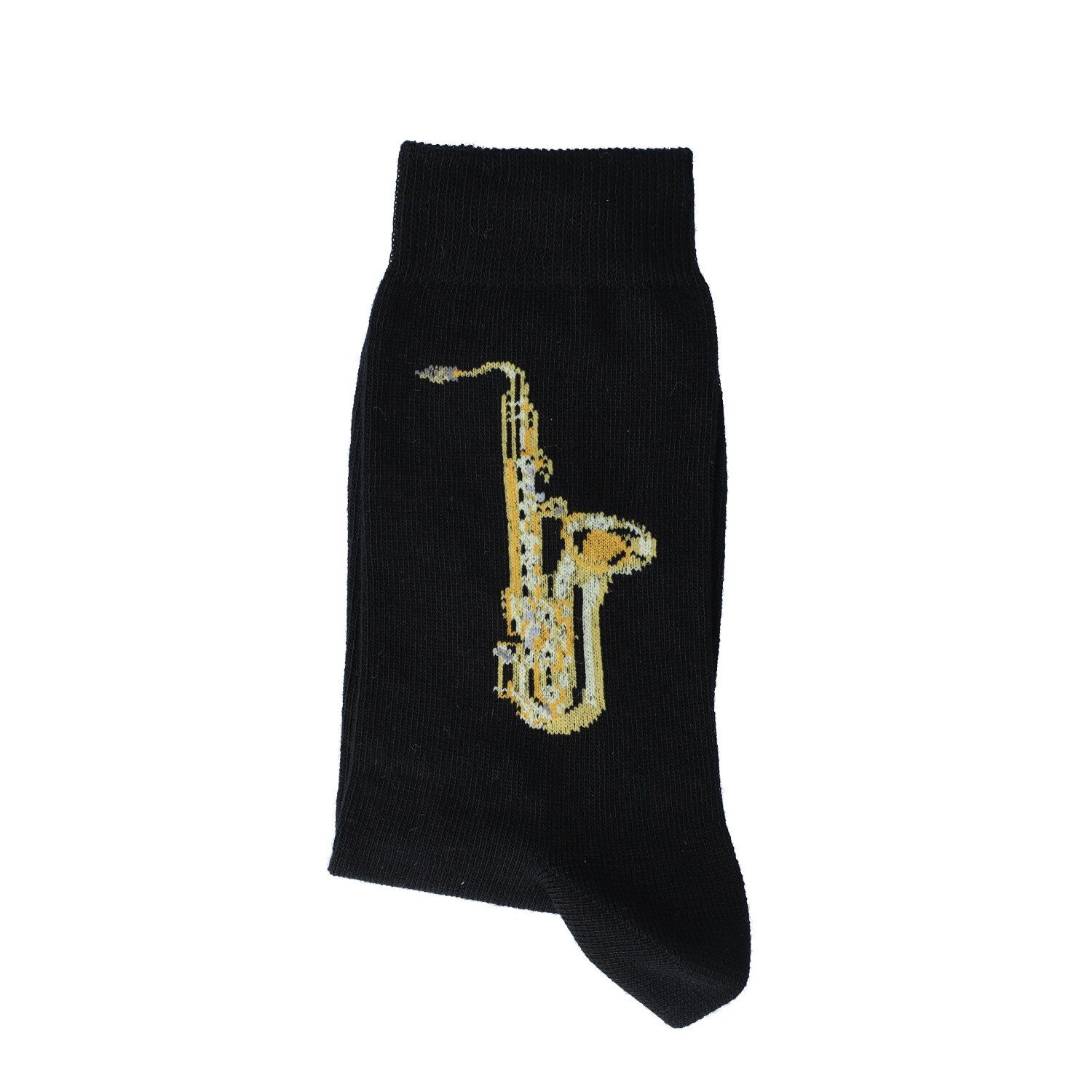 39/42 mit Musikboutique Saxophon schwarze eingewebtem Freizeitsocken Socken (1-Paar) Gr.