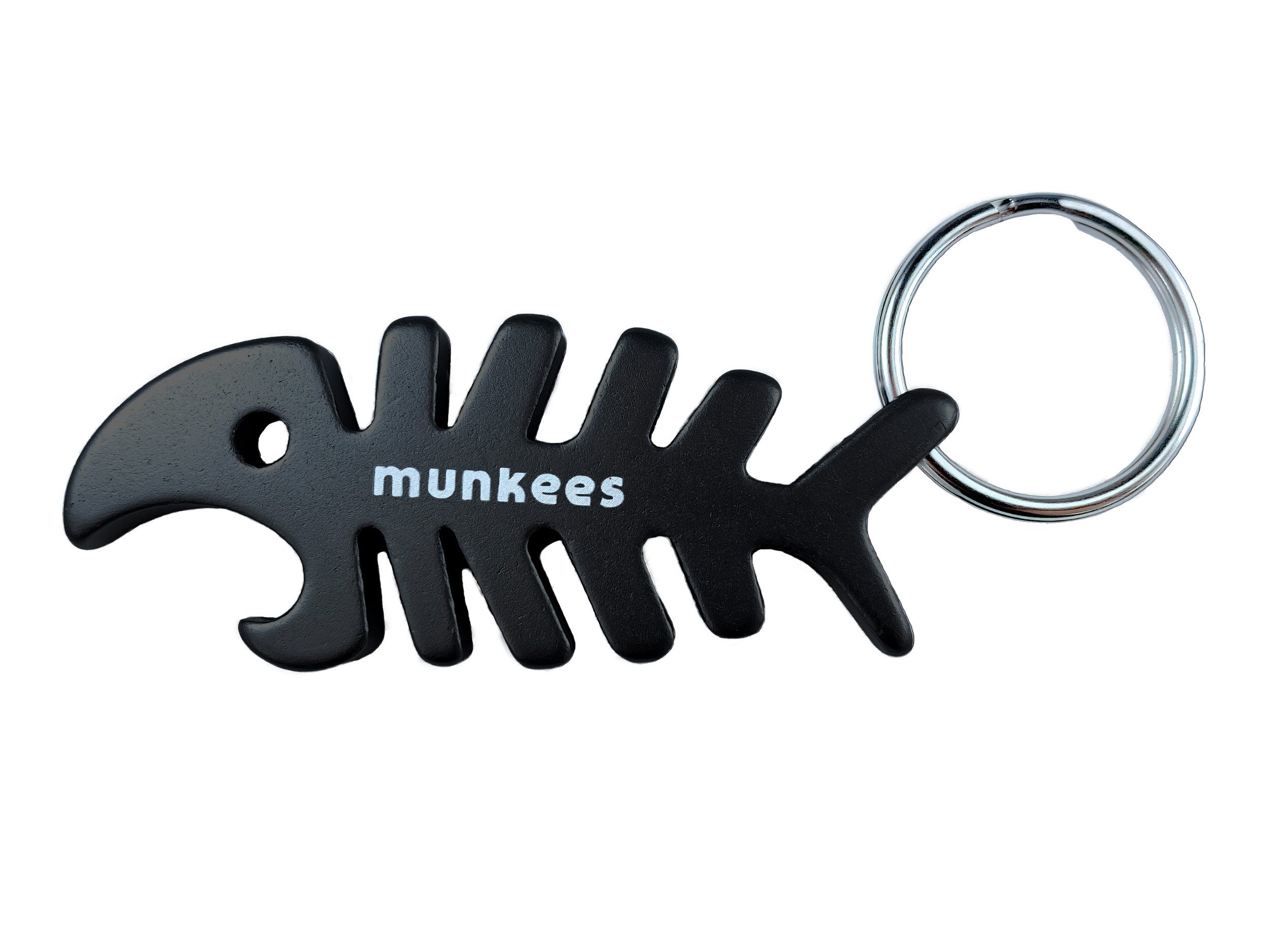 Munkees Flaschenöffner Fisch Anhänger Figur mit Flaschenöffner, Schwarz, Aluminium (Packung, 1-tlg), Flaschenöffnerfunktion, Fisch-Design, eloxiertes Aluminium