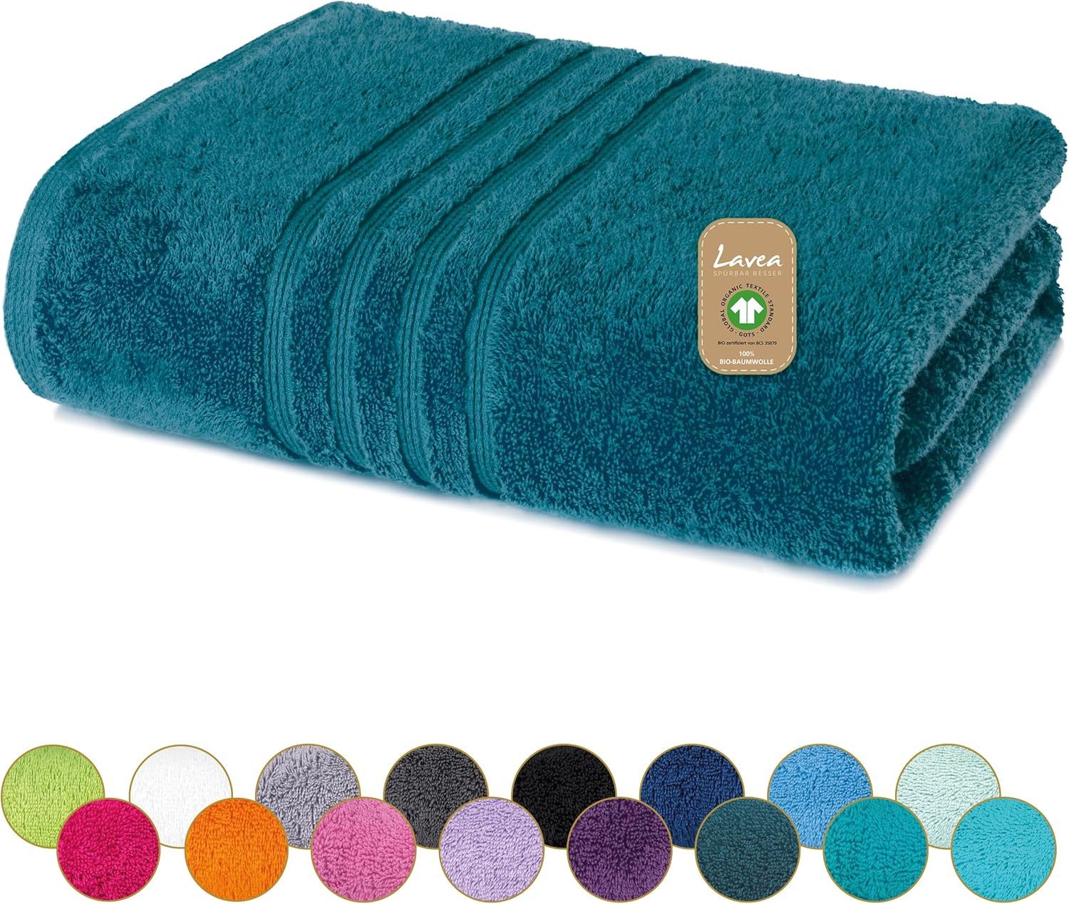 Lavea Handtuch Set Bio-Baumwoll Serie Bali, aus 100% Bio-Baumwolle (80x200cm, 1-St), extra saugstark mit 500g/m² in Wellness-Qualität - Saunatuch