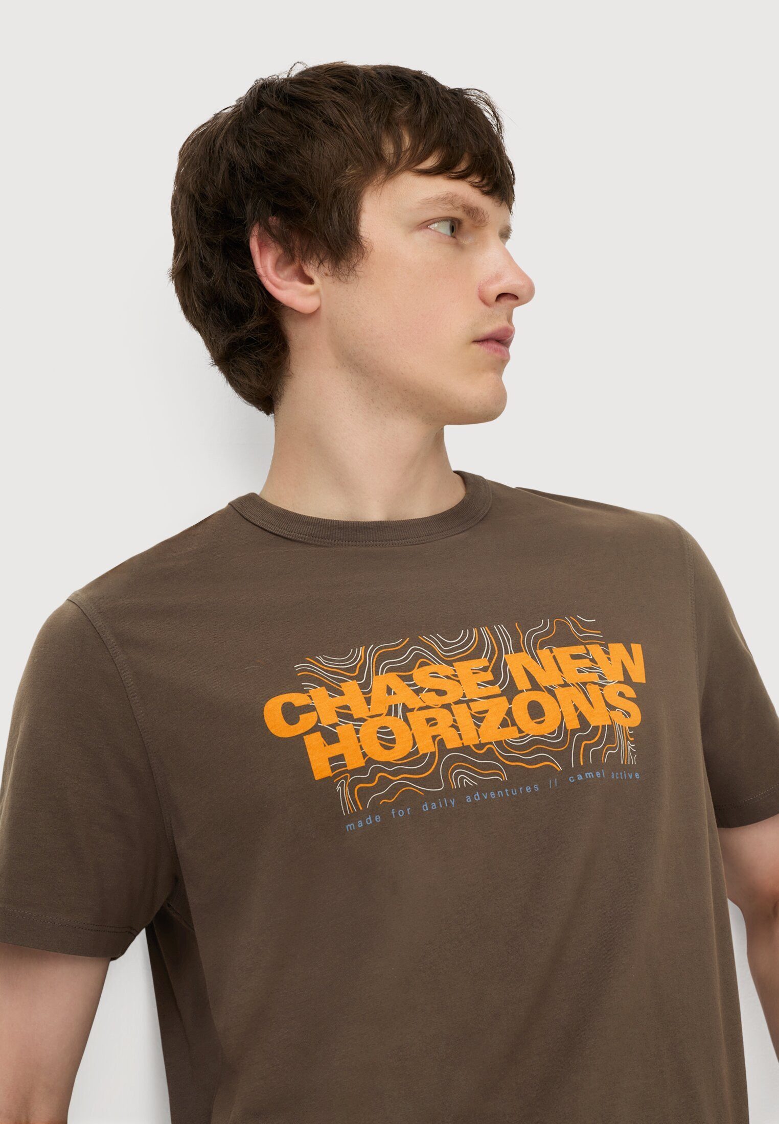 camel active Print-Shirt mit Rundhalsausschnitt Kurzarm